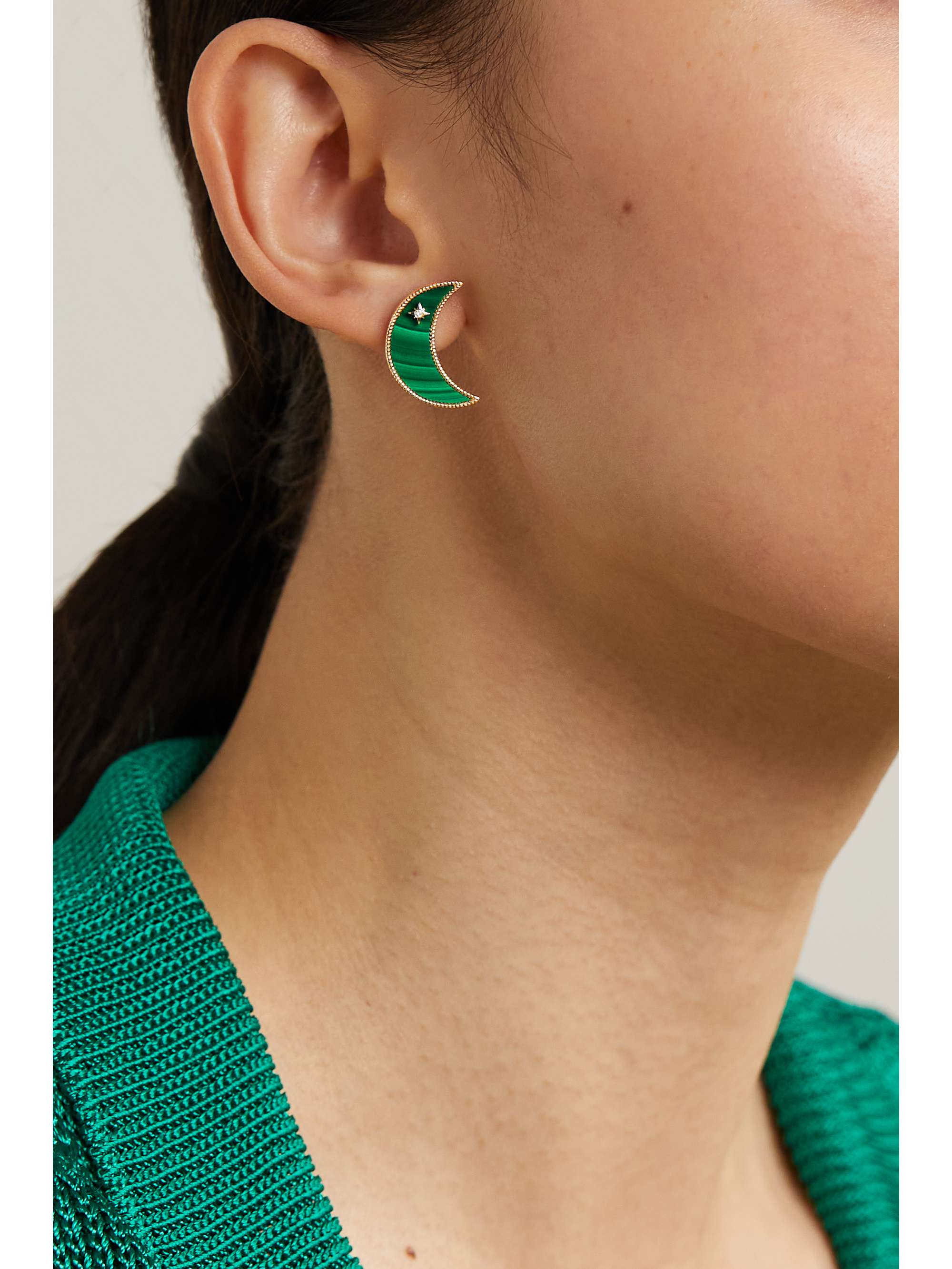 YVONNE LÉON 9-karat gold, mother-of-pearl and diamond single earring