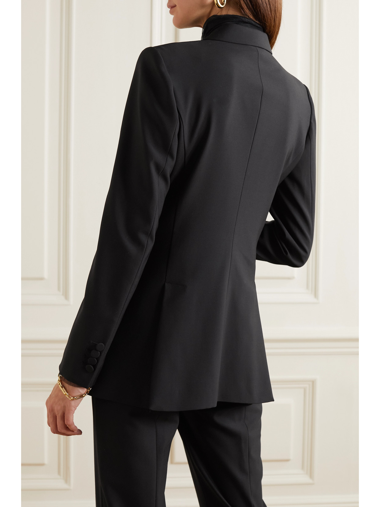 ANOTHER TOMORROW + NET SUSTAIN DOUBLE-BREASTED MERINO WOOL JACKET