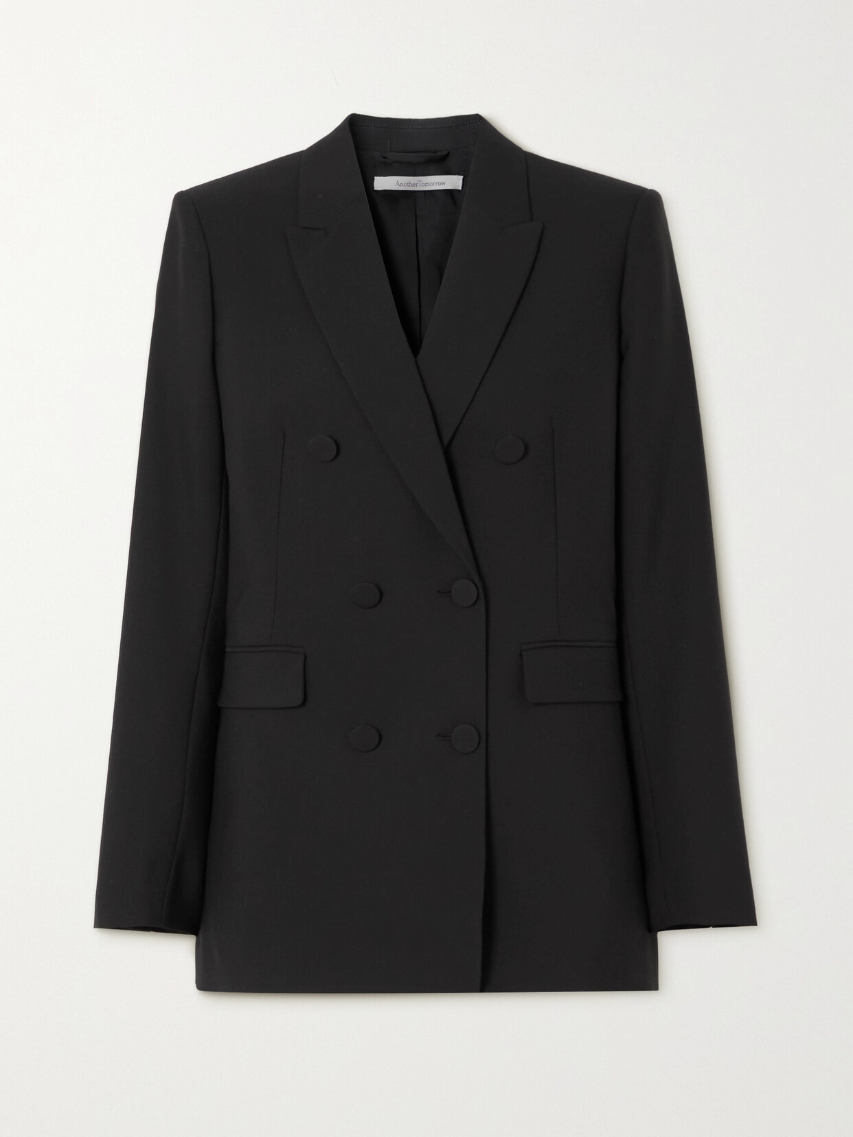 Another Tomorrow - + Net Sustain Double-breasted Merino Wool Jacket - Black