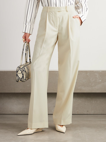 Another Tomorrow + NET SUSTAIN pleated merino wool-twill wide-leg pants