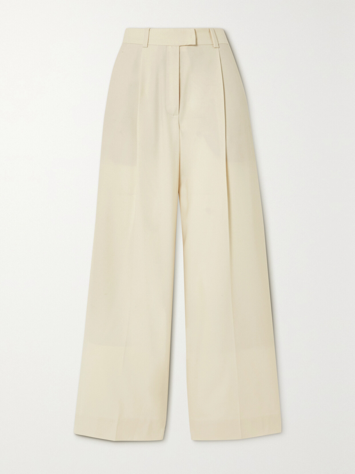 Another Tomorrow + Net Sustain Pleated Merino Wool-twill Wide-leg Pants In Off-white