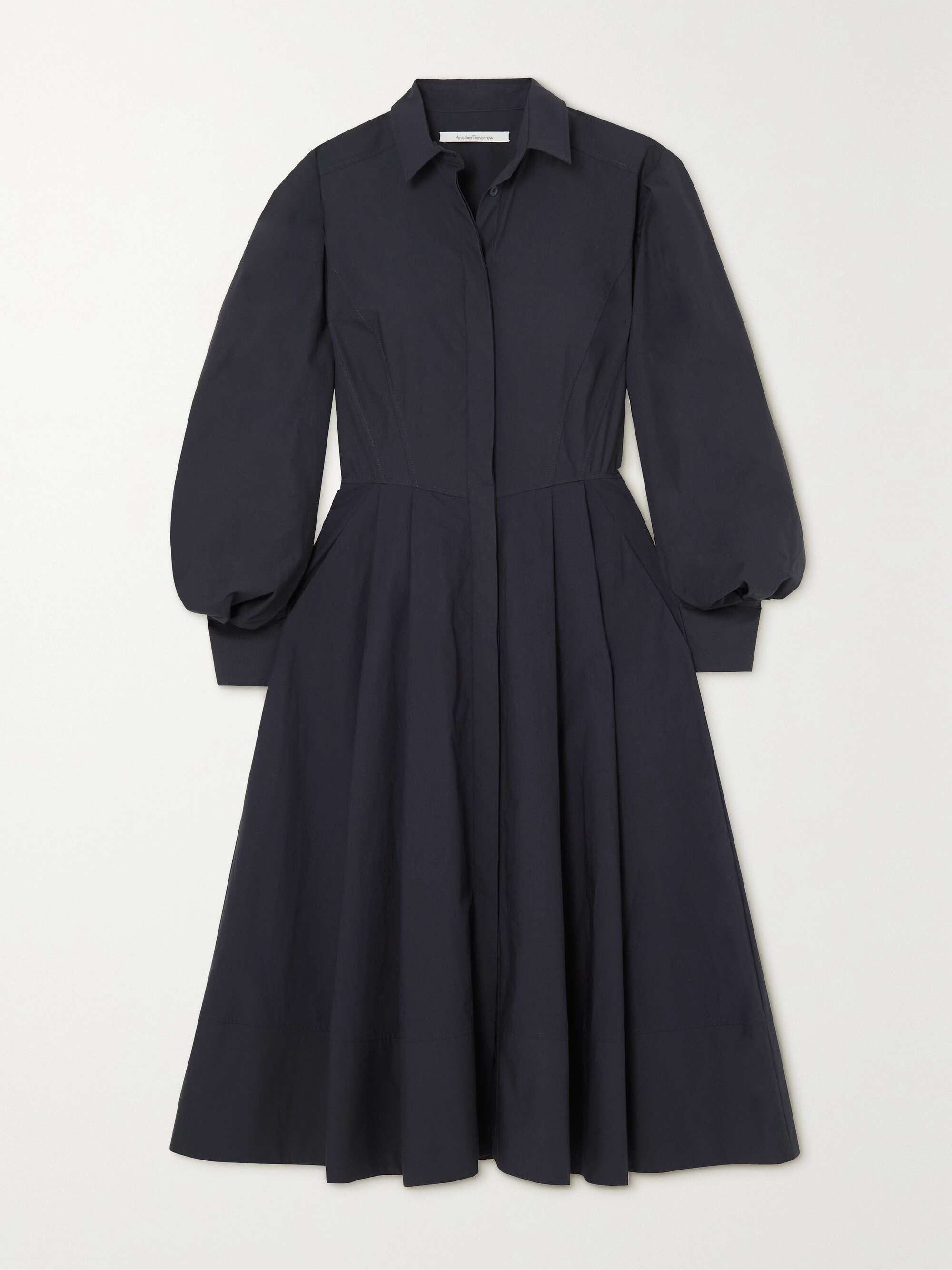 Navy Organic cotton-poplin midi shirt dress | ANOTHER TOMORROW | NET-A ...