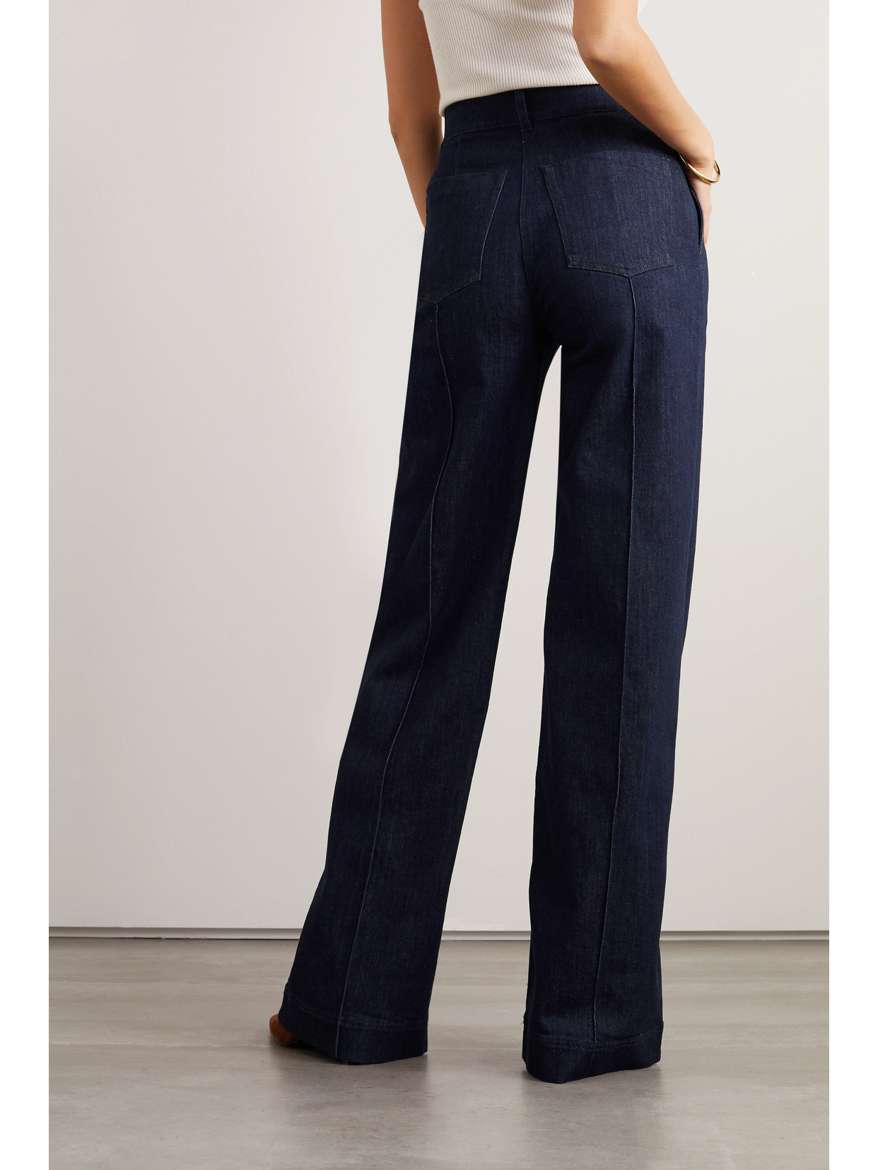Another Tomorrow High-waisted Denim Trousers In Blue