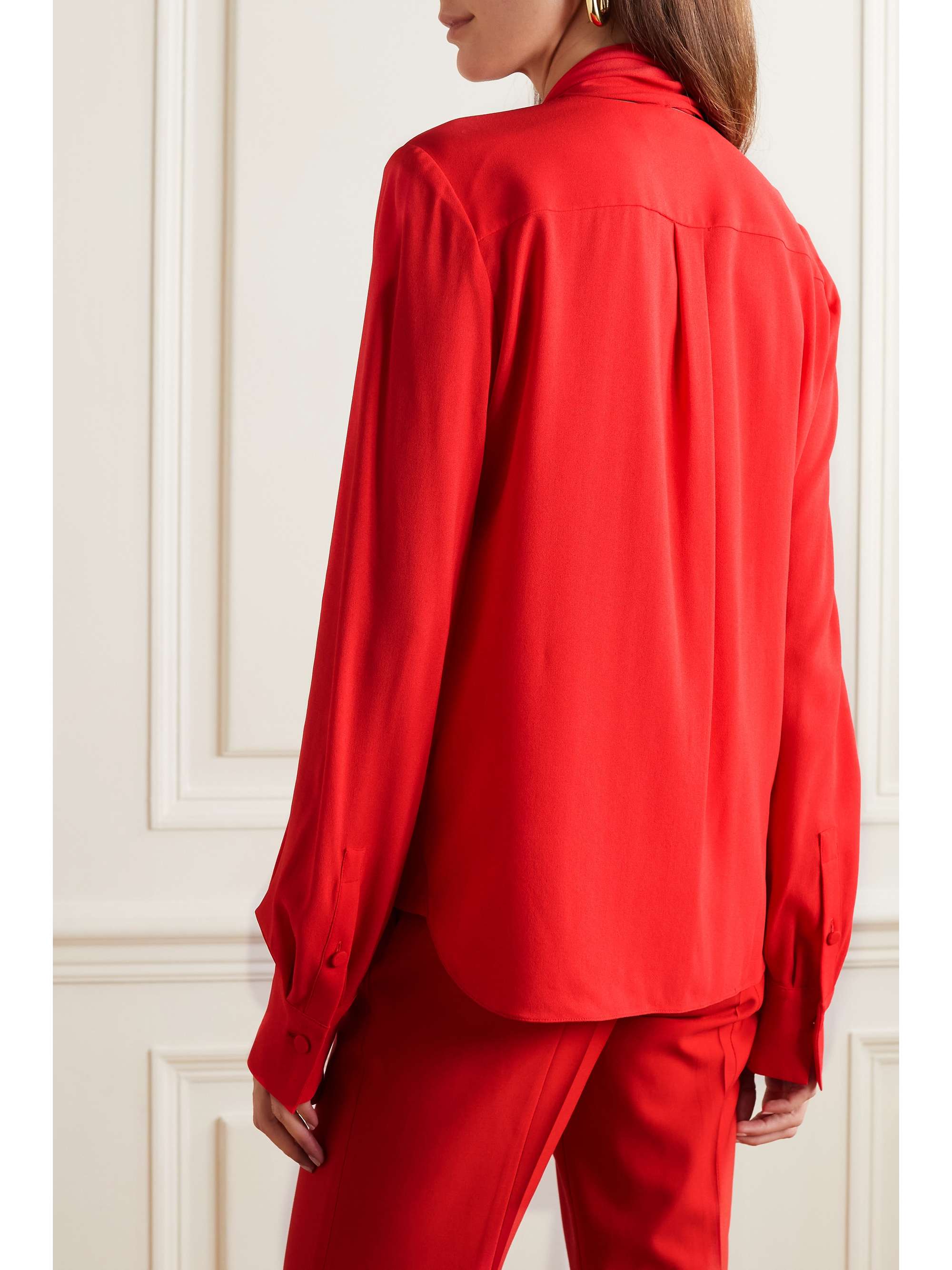 ANOTHER TOMORROW + NET SUSTAIN pussy-bow georgette blouse