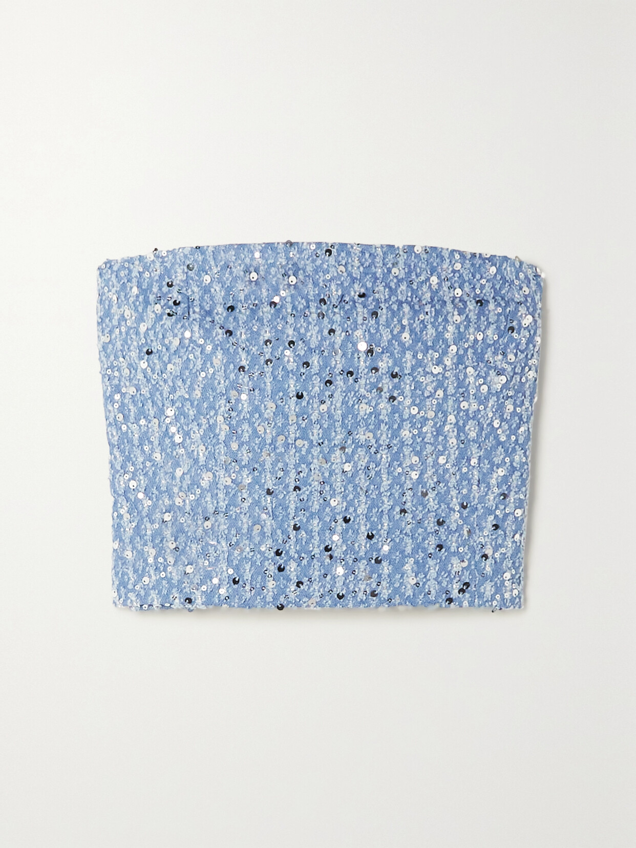 ROTATE Birger Christensen - Emili Cropped Sequined Denim Top - Blue