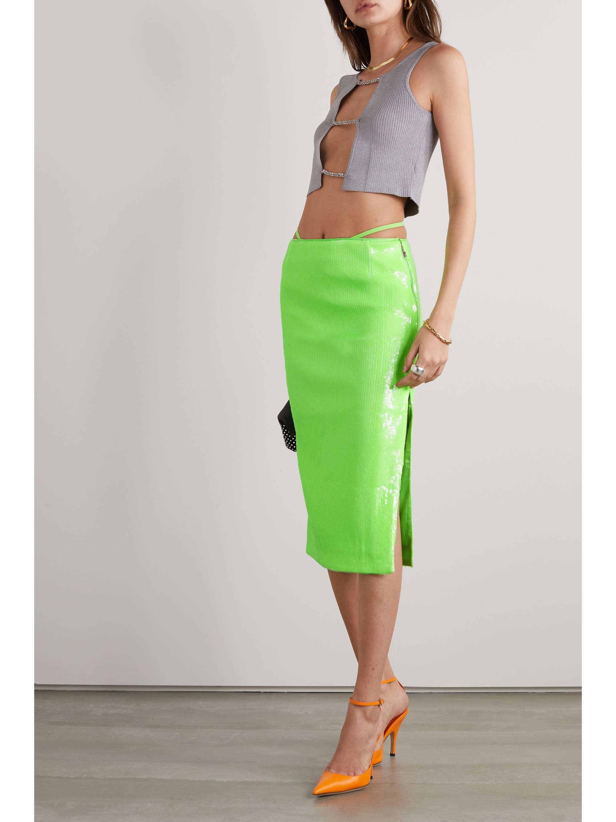ROTATE BIRGER CHRISTENSEN Jupe midi en satin recyclé à sequins Aliar