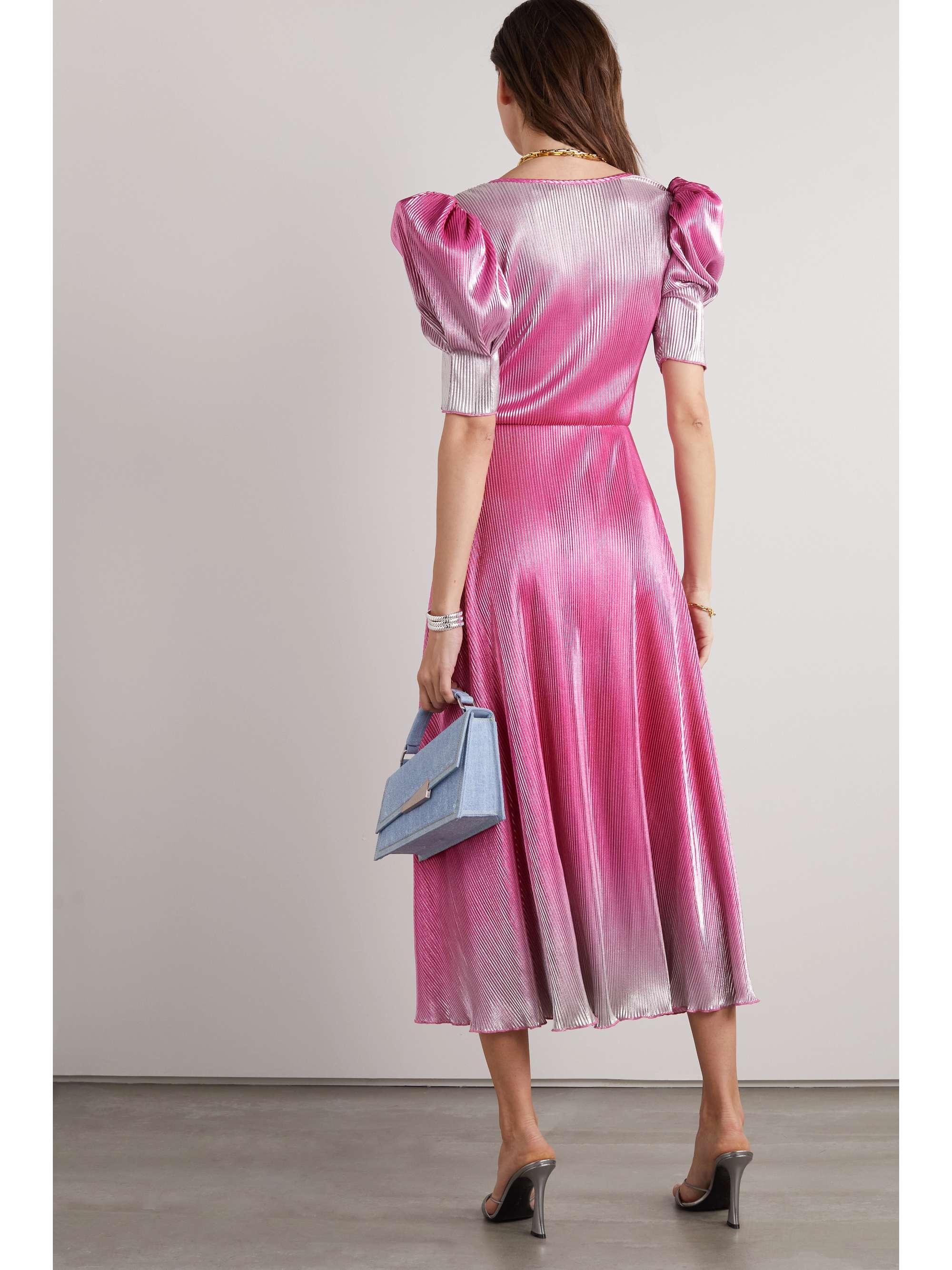 ROTATE BIRGER CHRISTENSEN Robe midi en satin plissé Sierina