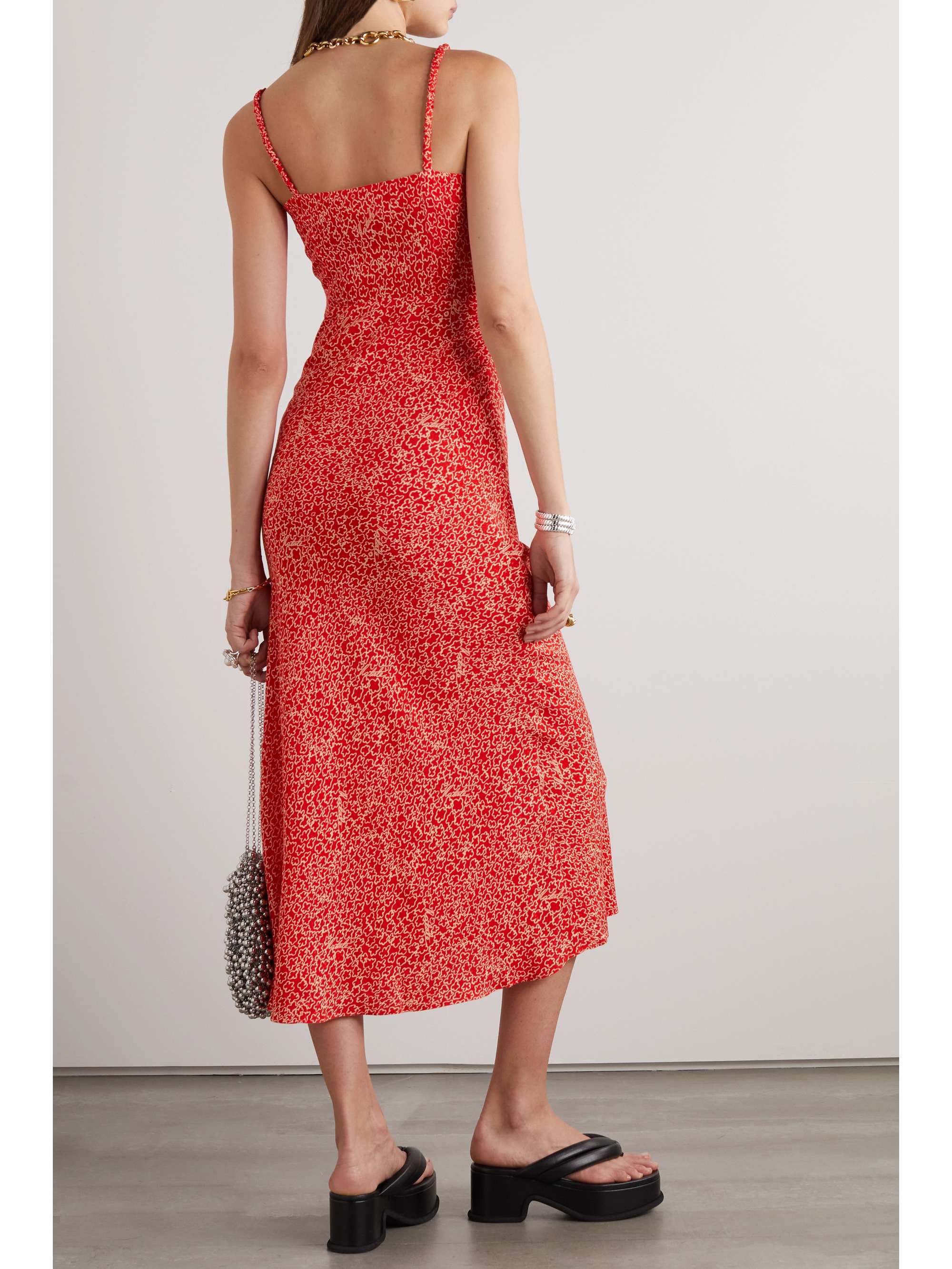 ROTATE BIRGER CHRISTENSEN Robe midi en jacquard imprimée Gobi
