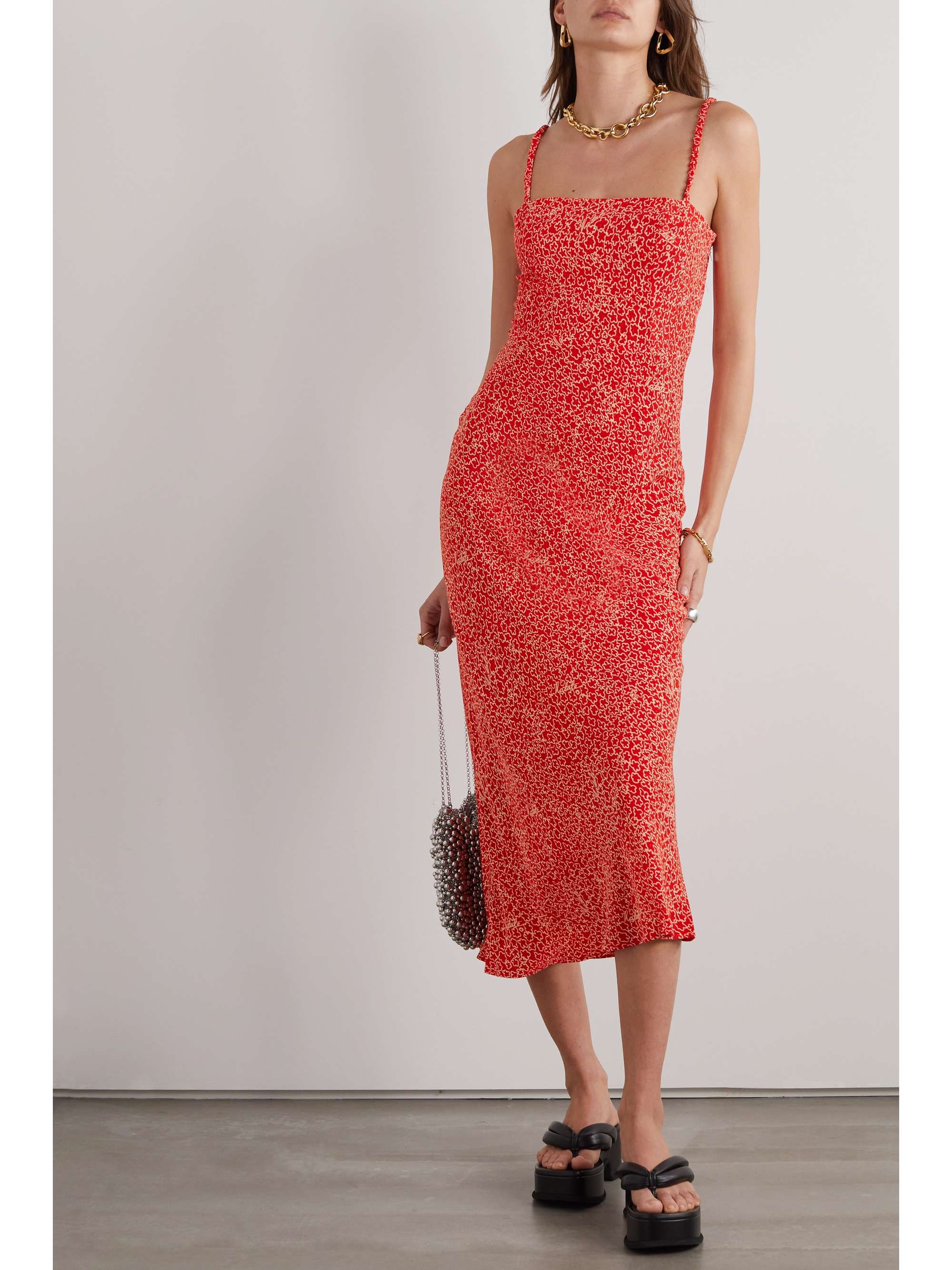 ROTATE BIRGER CHRISTENSEN Robe midi en jacquard imprimée Gobi