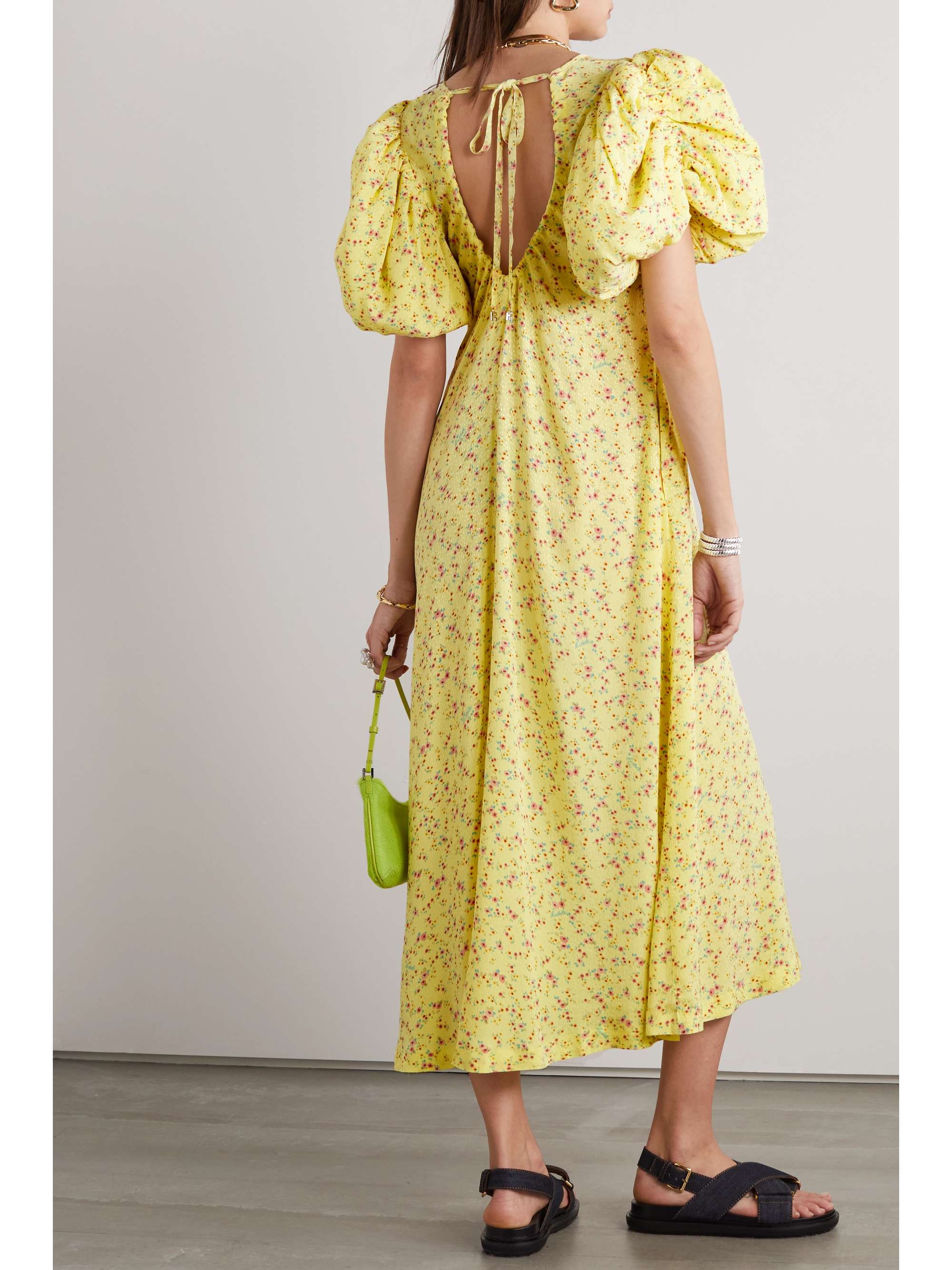 ROTATE BIRGER CHRISTENSEN Robe midi dos ouvert en jacquard satiné Duddi