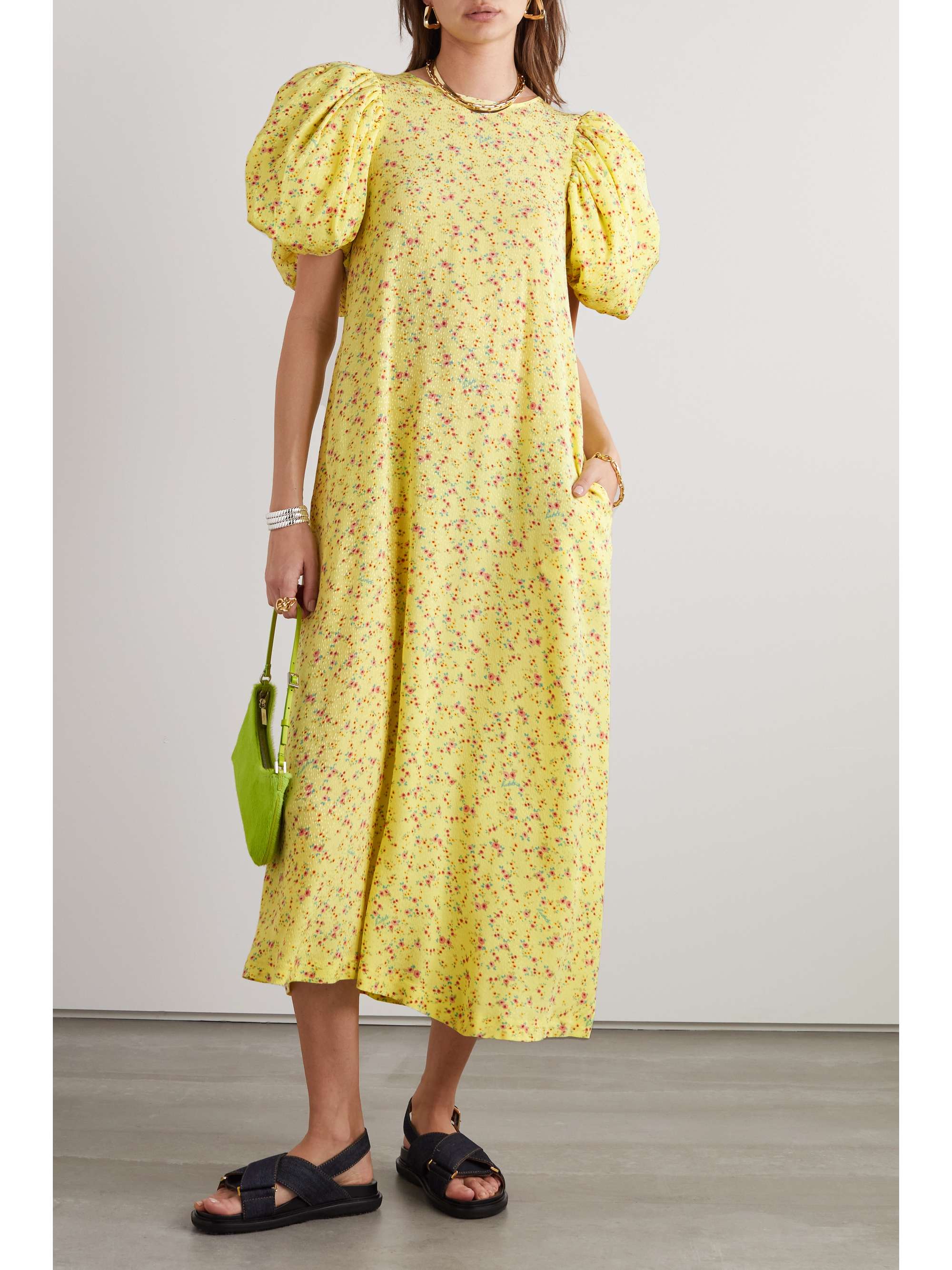 ROTATE BIRGER CHRISTENSEN Robe midi dos ouvert en jacquard satiné Duddi