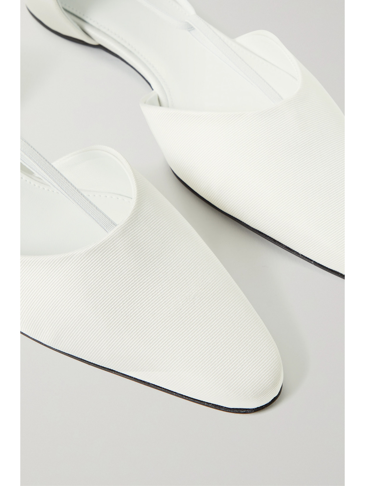Totême The T-strap Faille Point-toe Flats In Ivory