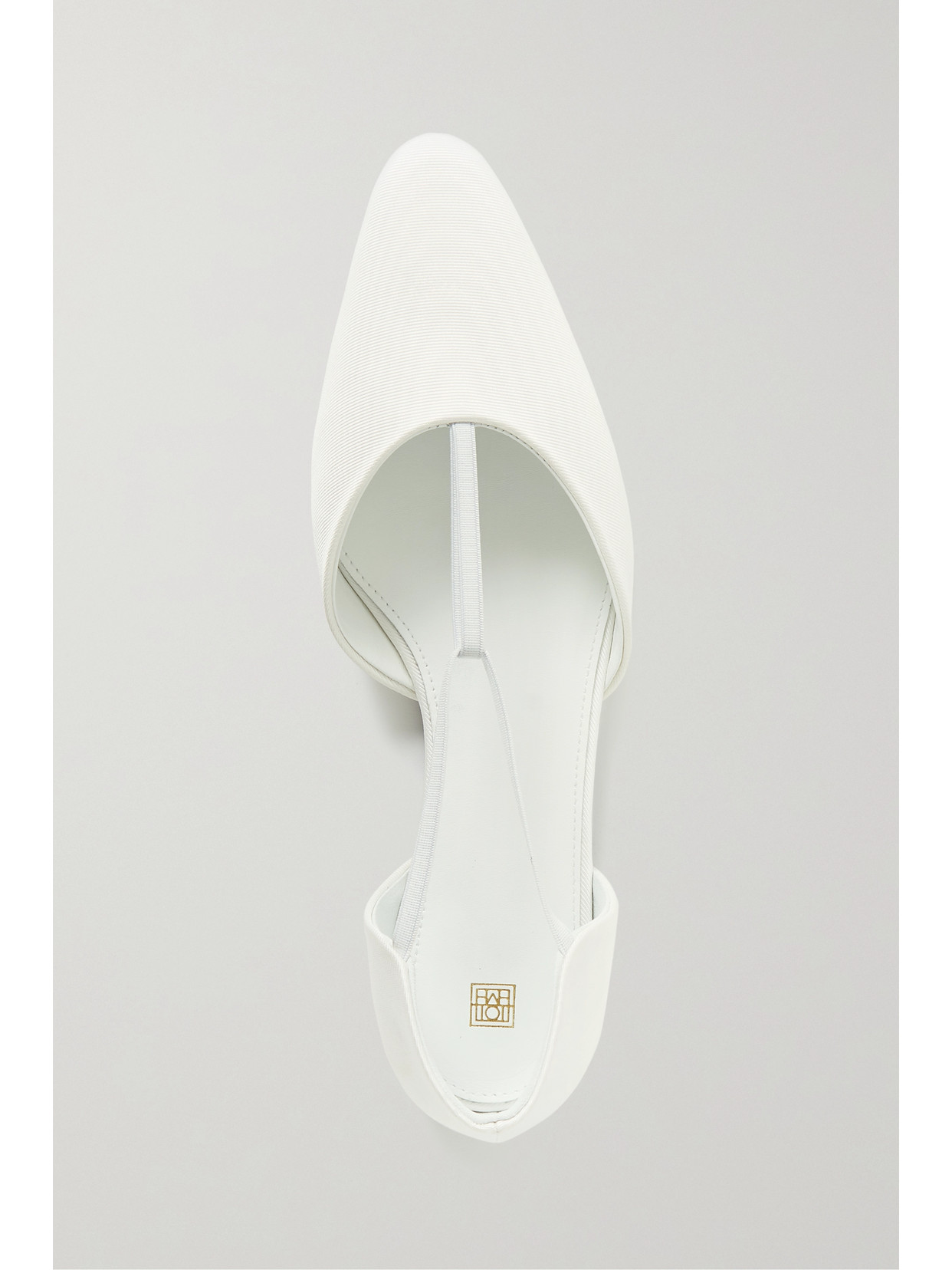 Totême The T-strap Faille Point-toe Flats In Ivory