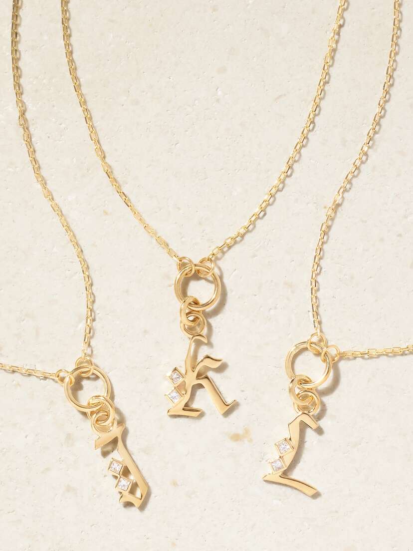 Foundrae Initial 18-karat Gold Diamond Necklace
