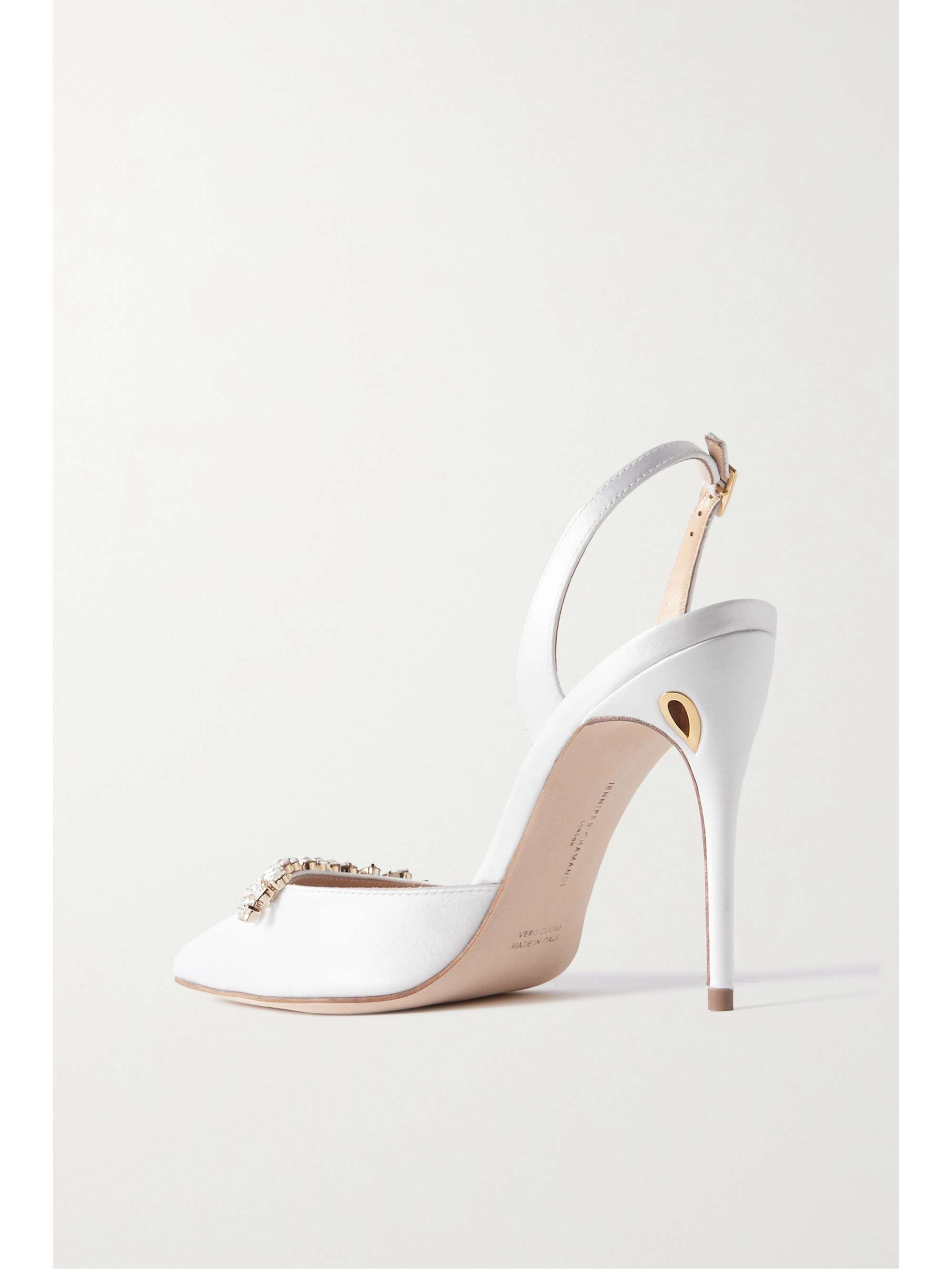 JENNIFER CHAMANDI Vittorio 105mm jewel-trimmed satin pumps