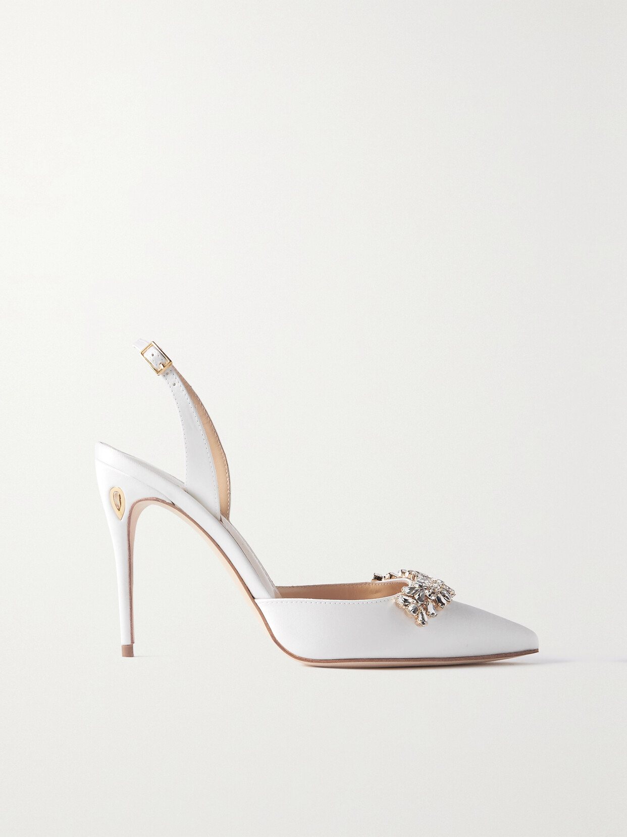 Jennifer Chamandi - Vittorio 105mm Jewel-trimmed Satin Pumps - White