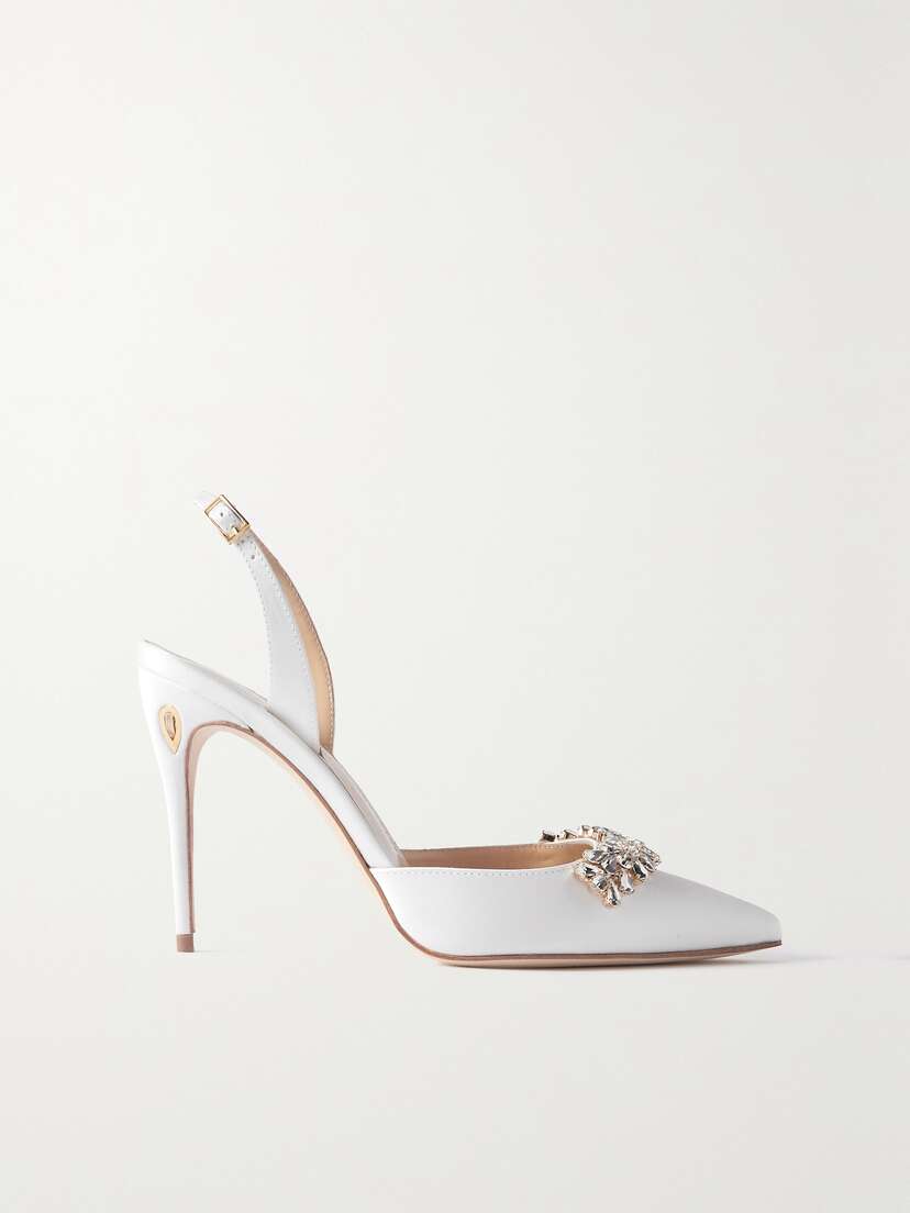 Jennifer Chamandi Vittorio 105mm Jewel-trimmed Satin Pumps