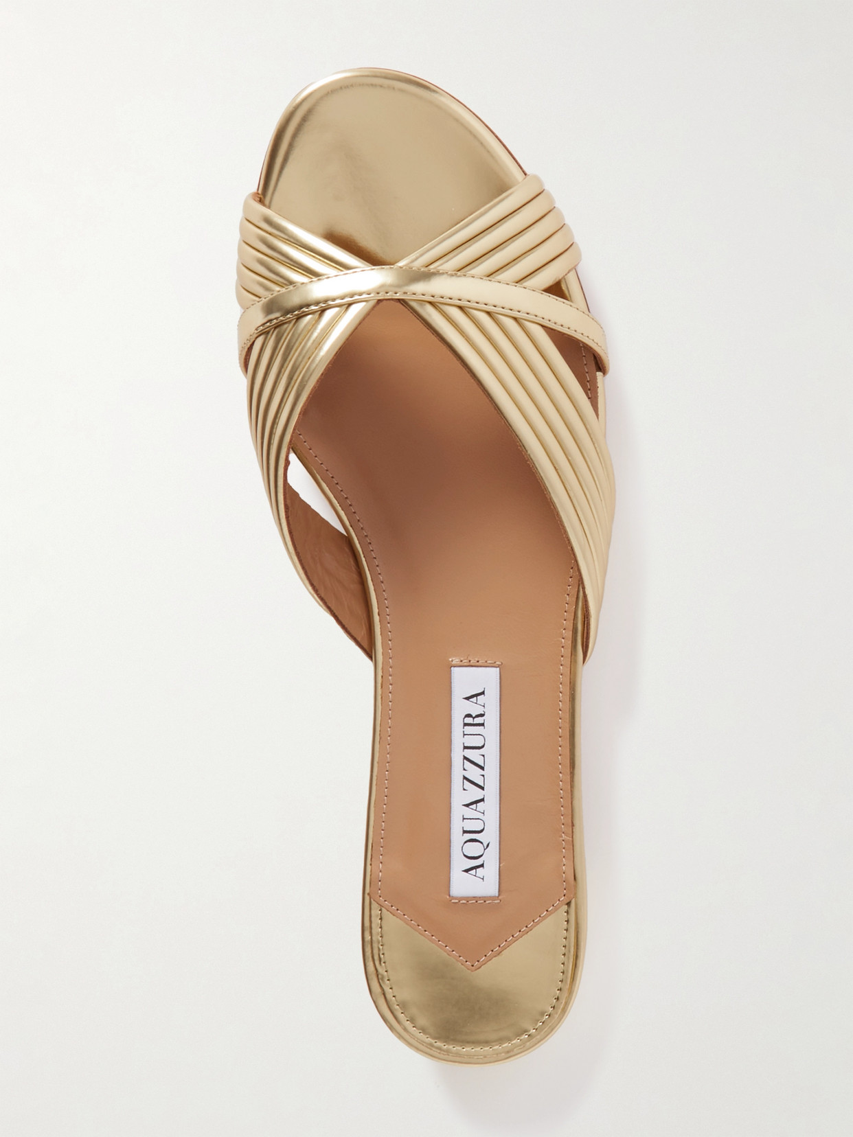 Shop Aquazzura Sundance Faux Leather Slides In Gold