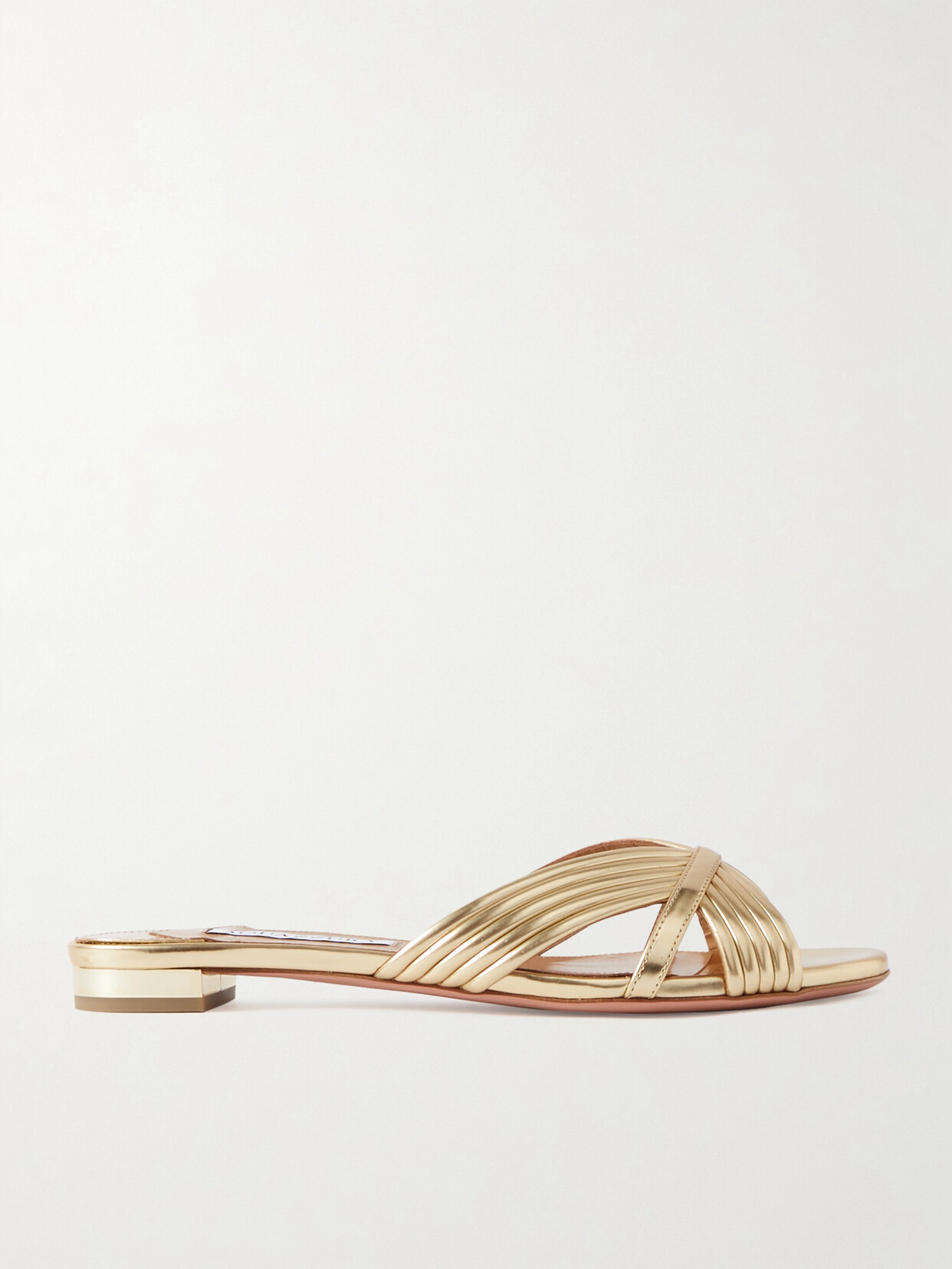 Aquazzura Sundance Faux Leather Slides In Gold