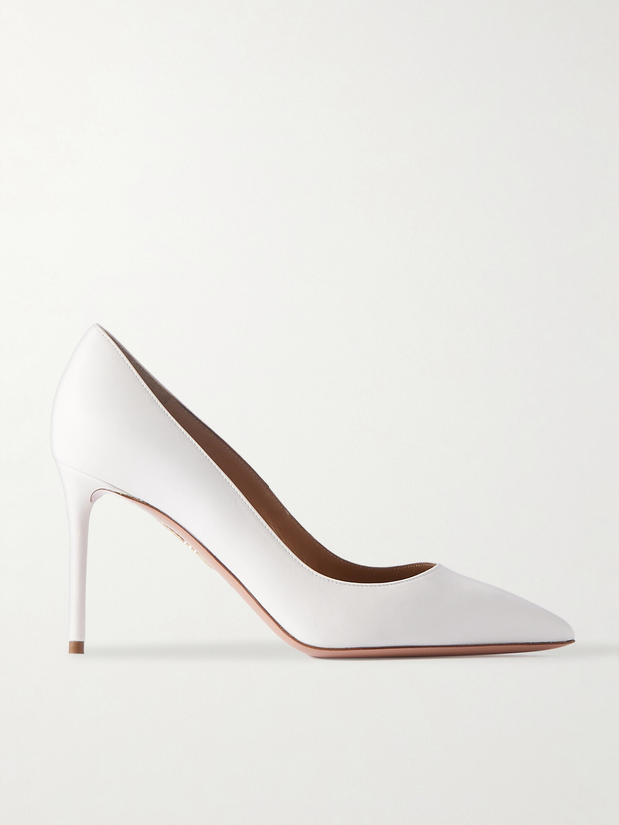 Aquazzura Purist 85 Leather Pumps In White