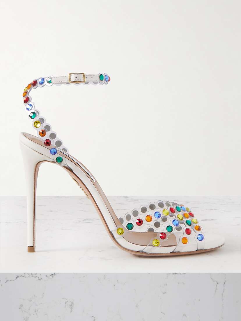 Aquazzura Tequila Plexi 105 Leather-trimmed Crystal-embellished Pvc Sandals