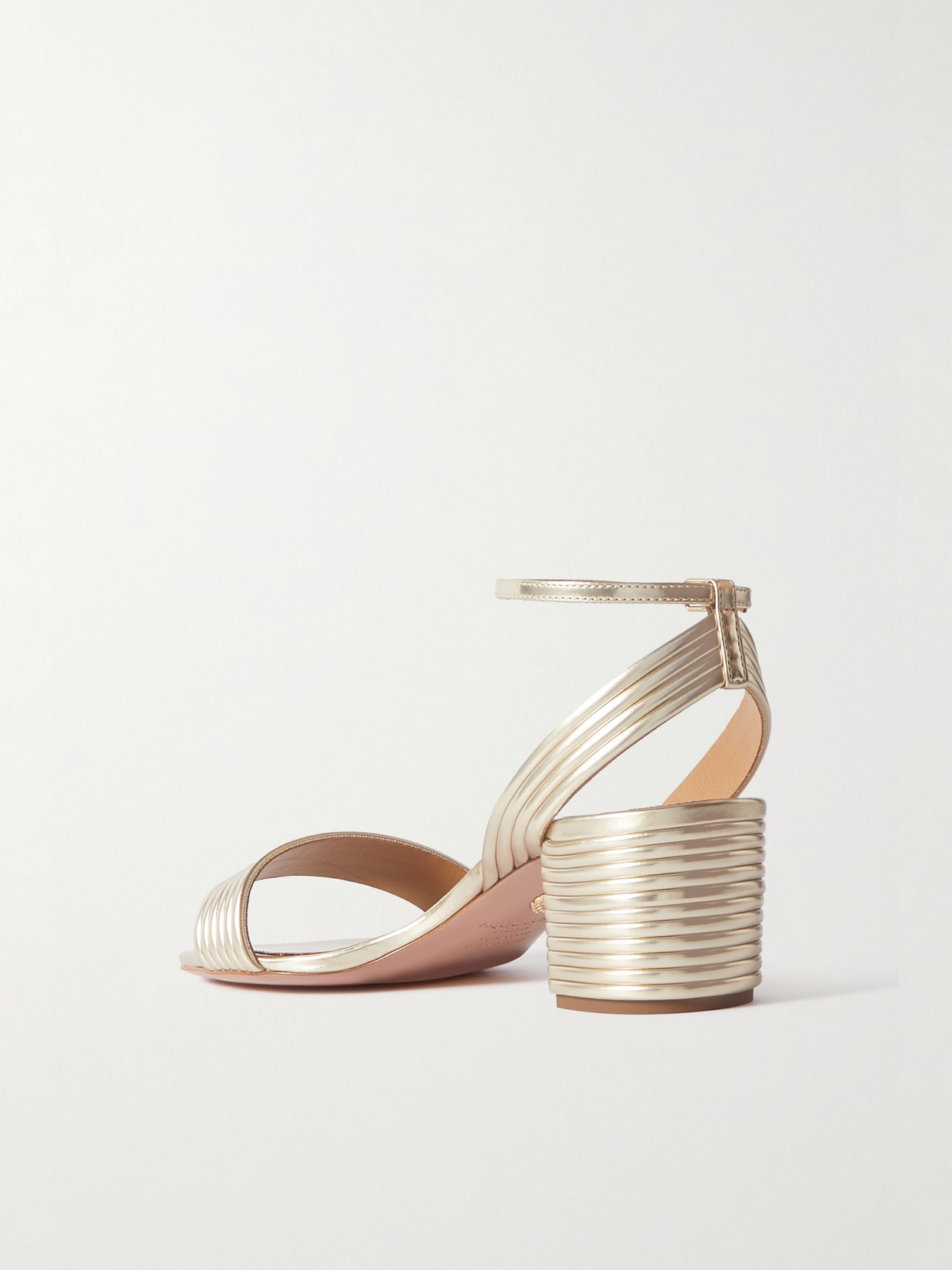 Shop Aquazzura Sundance 50 Metallic Vegan Leather Sandals In Gold