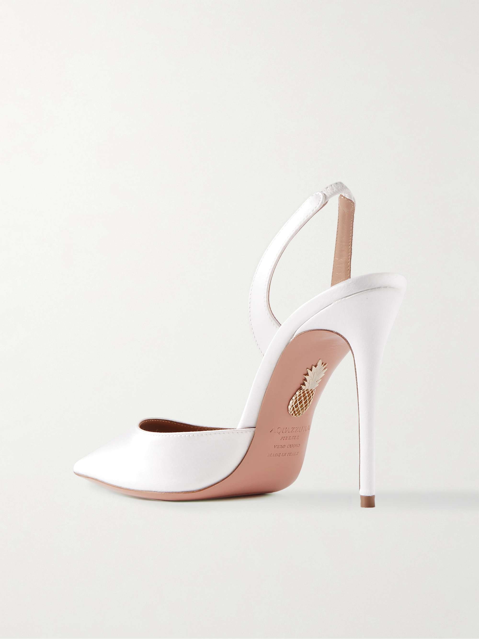 AQUAZZURA So Nude 105 satin slingback pumps | NET-A-PORTER