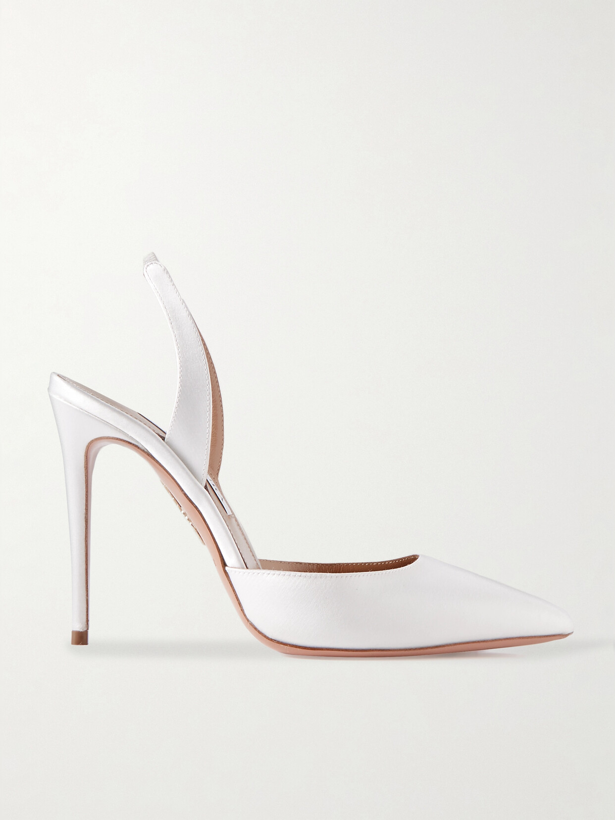 Aquazzura So Nude 105 Satin Slingback Pumps In White