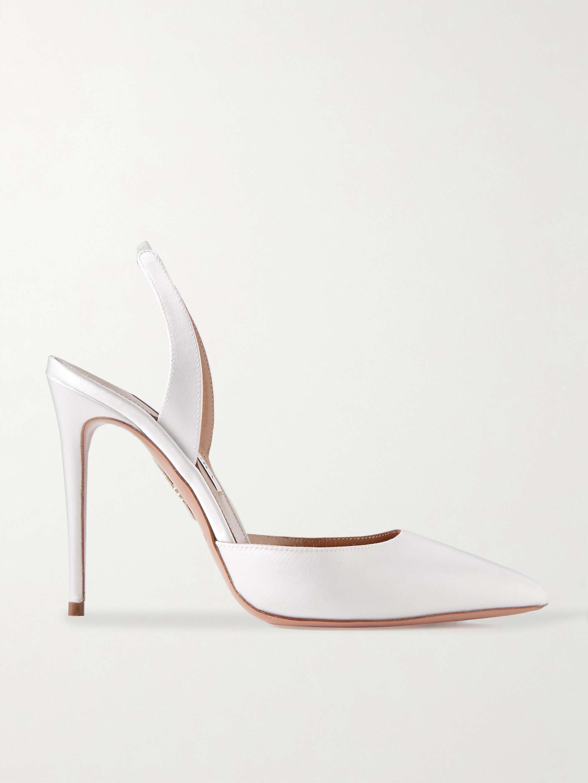 AQUAZZURA So Nude 105 satin slingback pumps | NET-A-PORTER