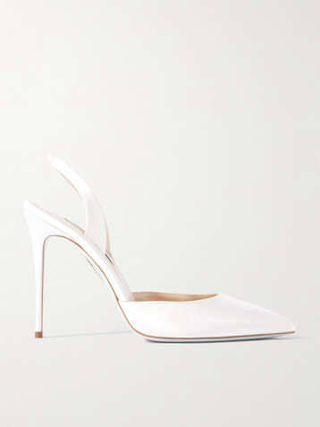 AQUAZZURA So Nude 105 satin slingback pumps