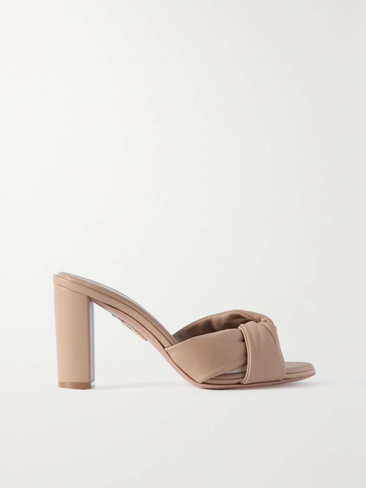 Aquazzura Olie Knotted Leather Mules - Neutrals
