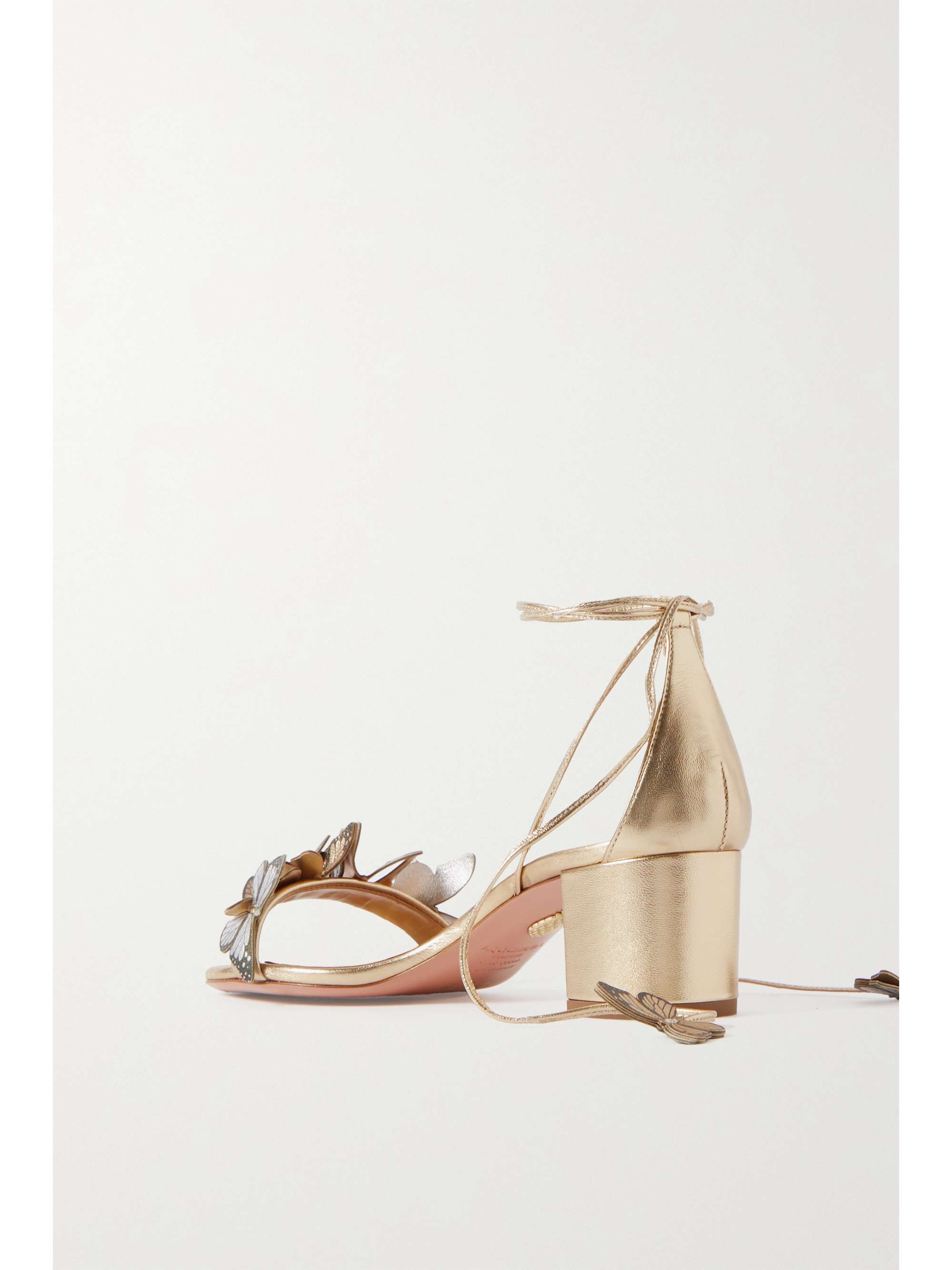 AQUAZZURA Papillon 50 embellished metallic leather sandals