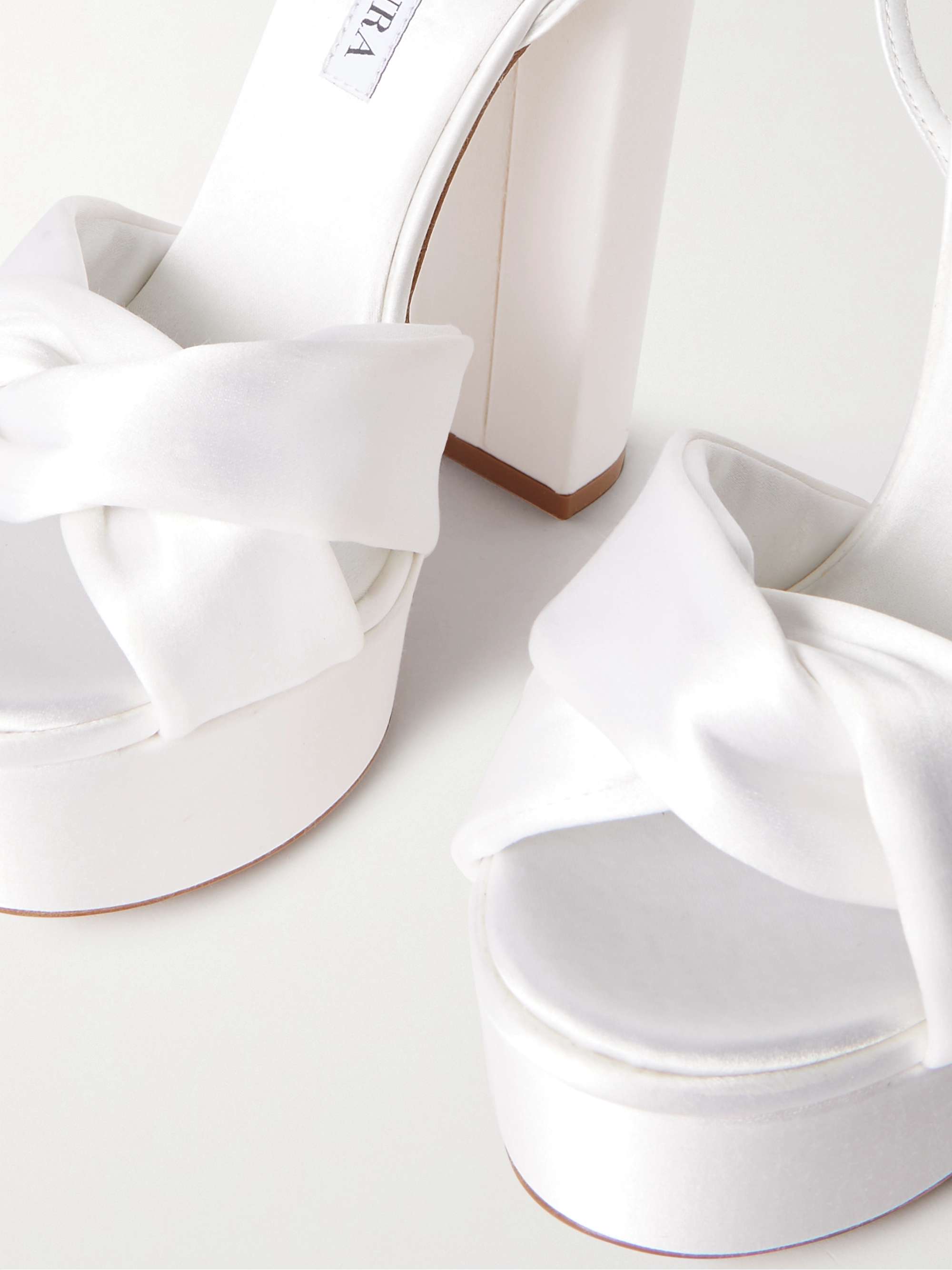 AQUAZZURA Olie Plateau 140 knotted satin platform sandals