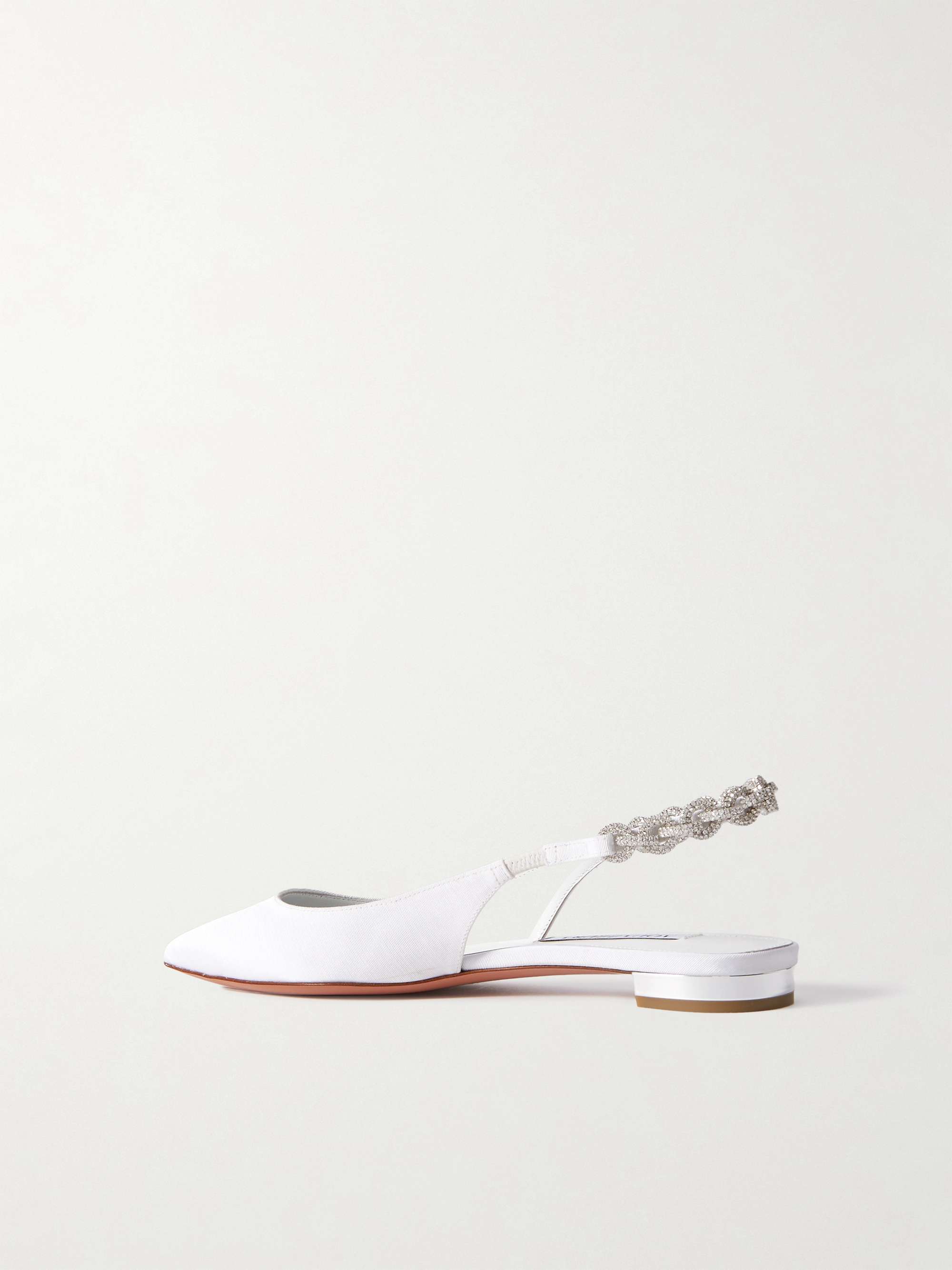 AQUAZZURA Love Link crystal-embellished grosgrain slingback flats