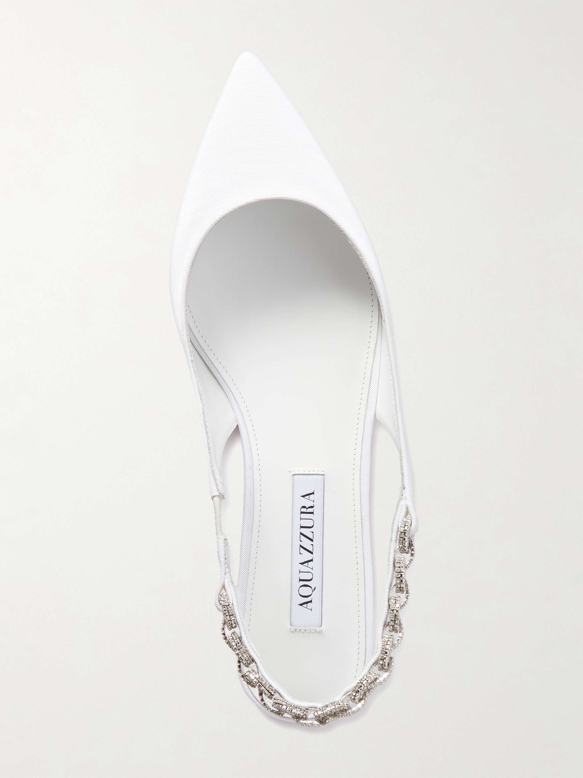 AQUAZZURA Love Link crystal-embellished grosgrain slingback flats