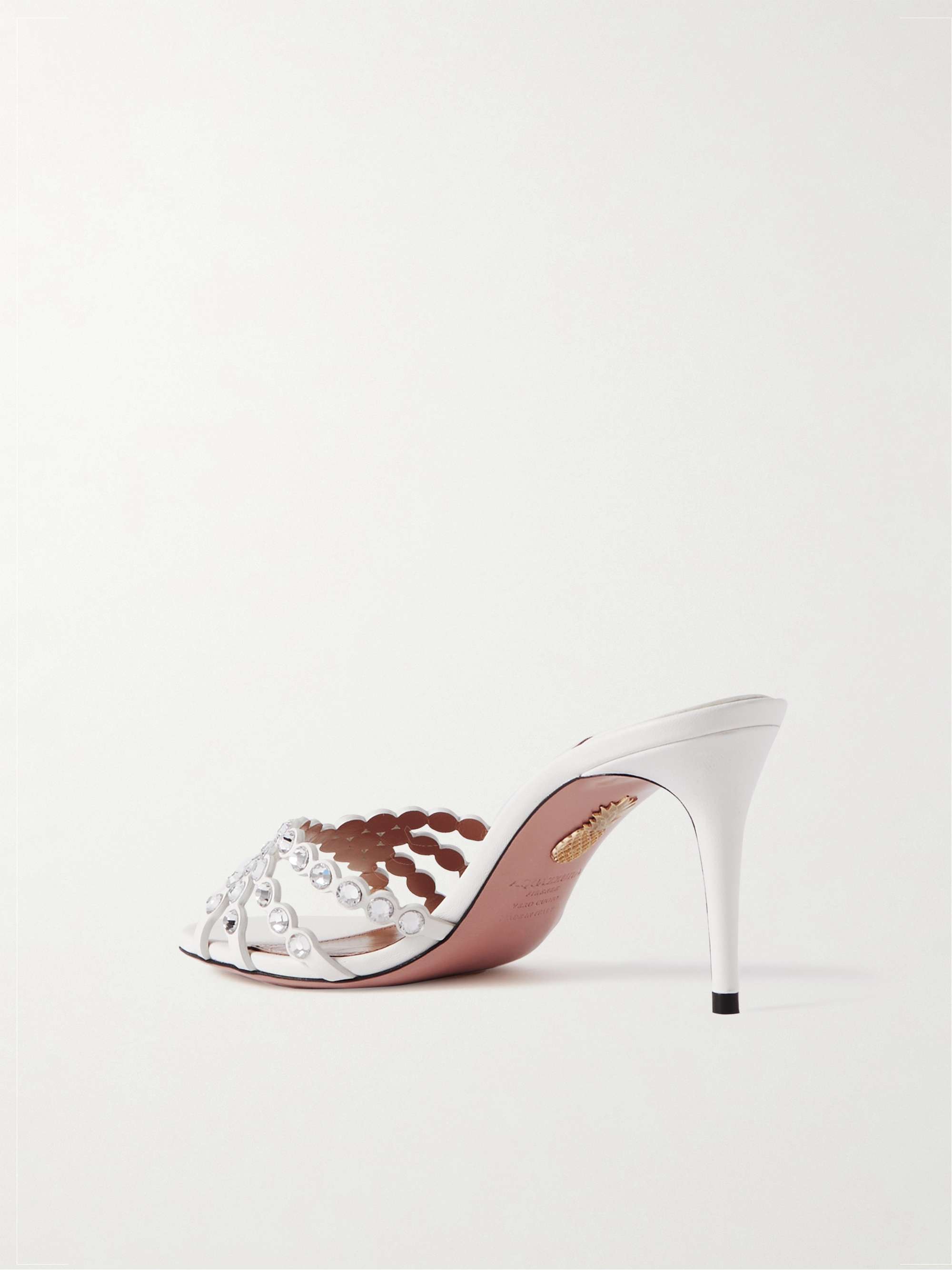 AQUAZZURA Tequila 75 crystal-embellished leather mules