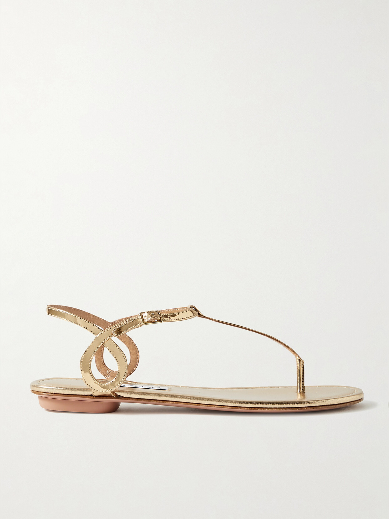 Shop Aquazzura Almost Bare Metallic Leather Sandals In Gold