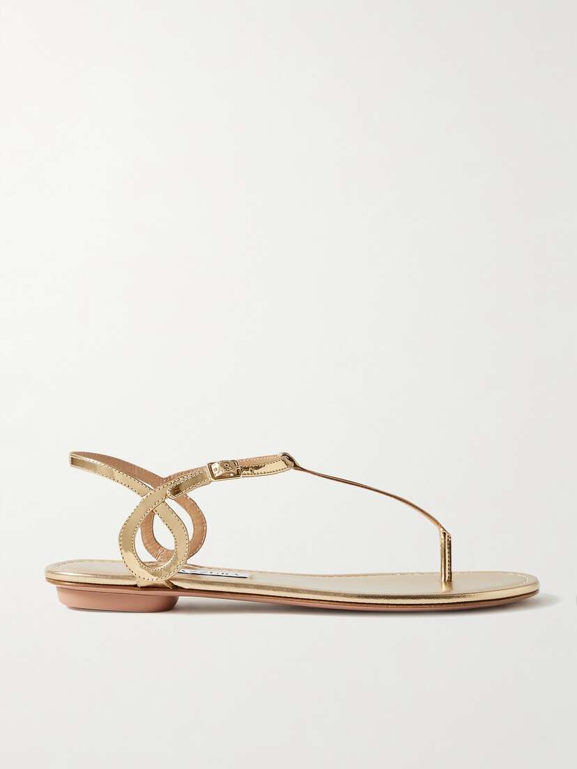 Aquazzura Almost Bare Metallic Leather Sandals
