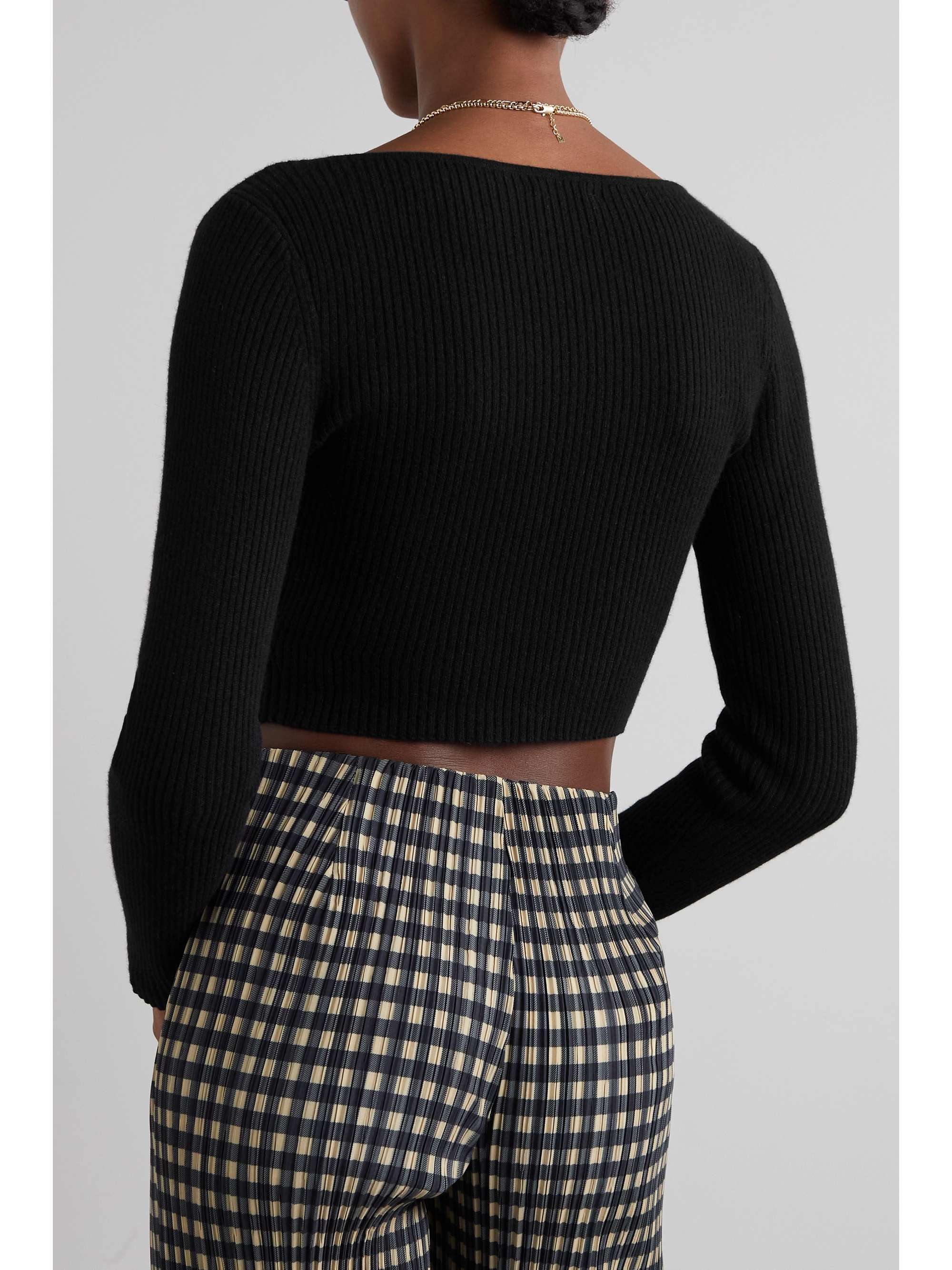 REFORMATION Narcisco cropped cutout recycled cashmere-blend sweater