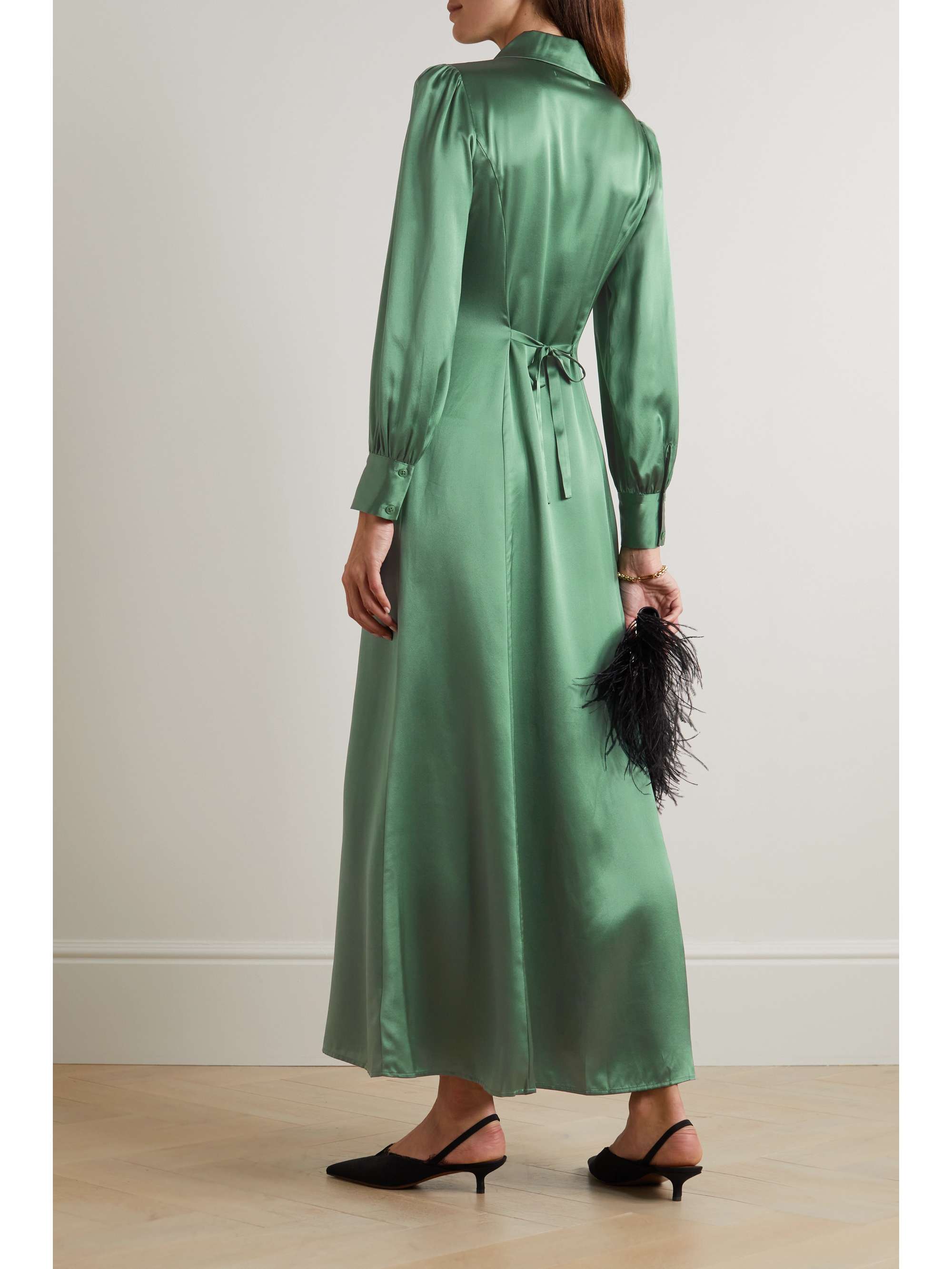 REFORMATION Catalina silk-satin maxi shirt dress