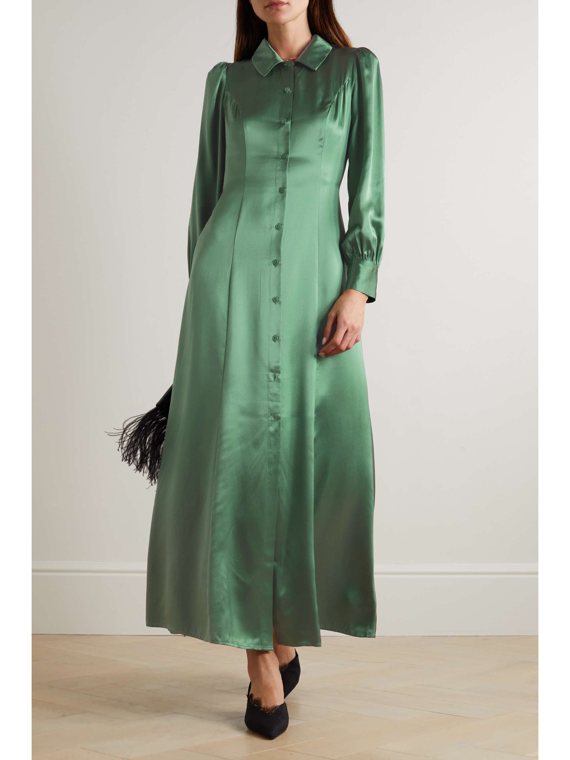 REFORMATION
Catalina silk-satin maxi shirt dress