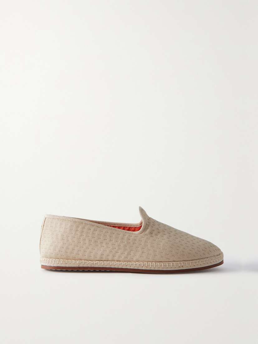 Loro Piana Laguna Furlane Matelassé Linen-canvas Slippers