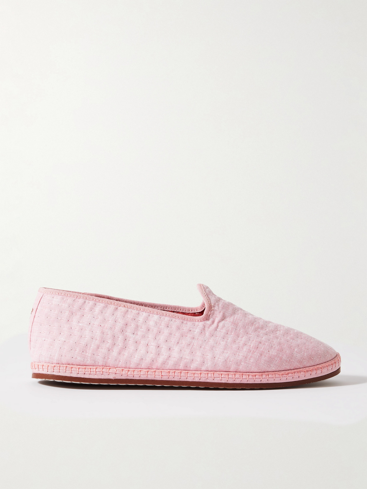 Loro Piana Laguna Furlane Grosgrain-trimmed Matelassé Linen Loafers In B3iv Pink Flaming