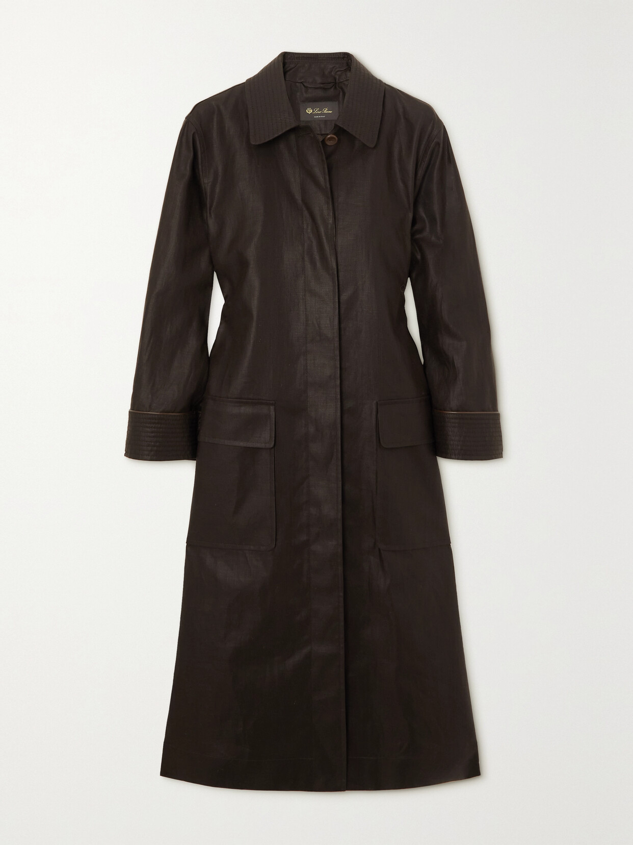 Loro Piana - Rufus Leather-trimmed Coated-linen Coat - Brown