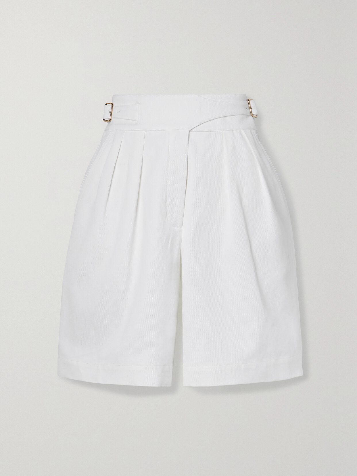 Loro Piana Valmar Buckled Cotton-blend Twill Shorts In White