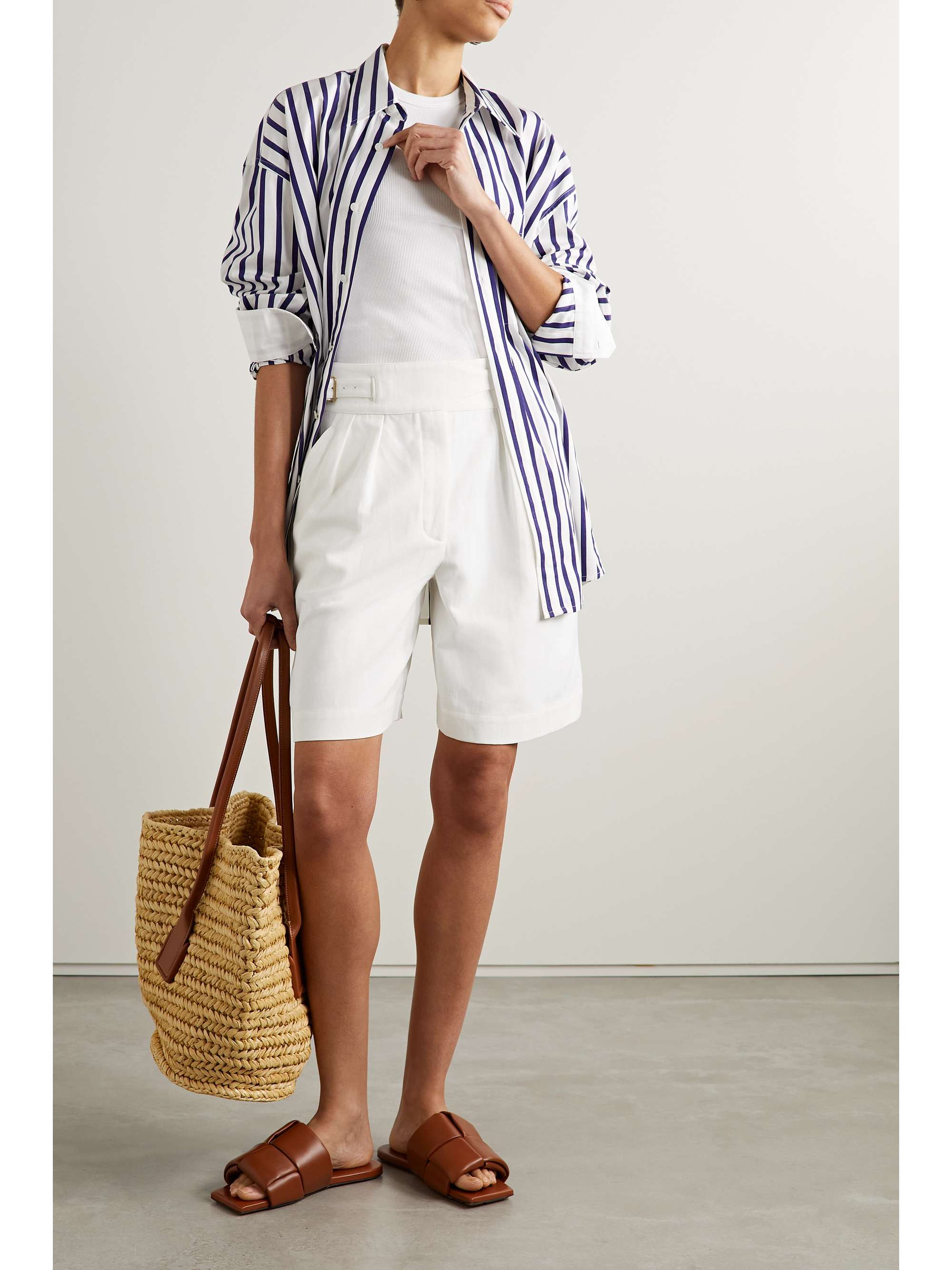 Valmar buckled cotton-blend twill shorts
