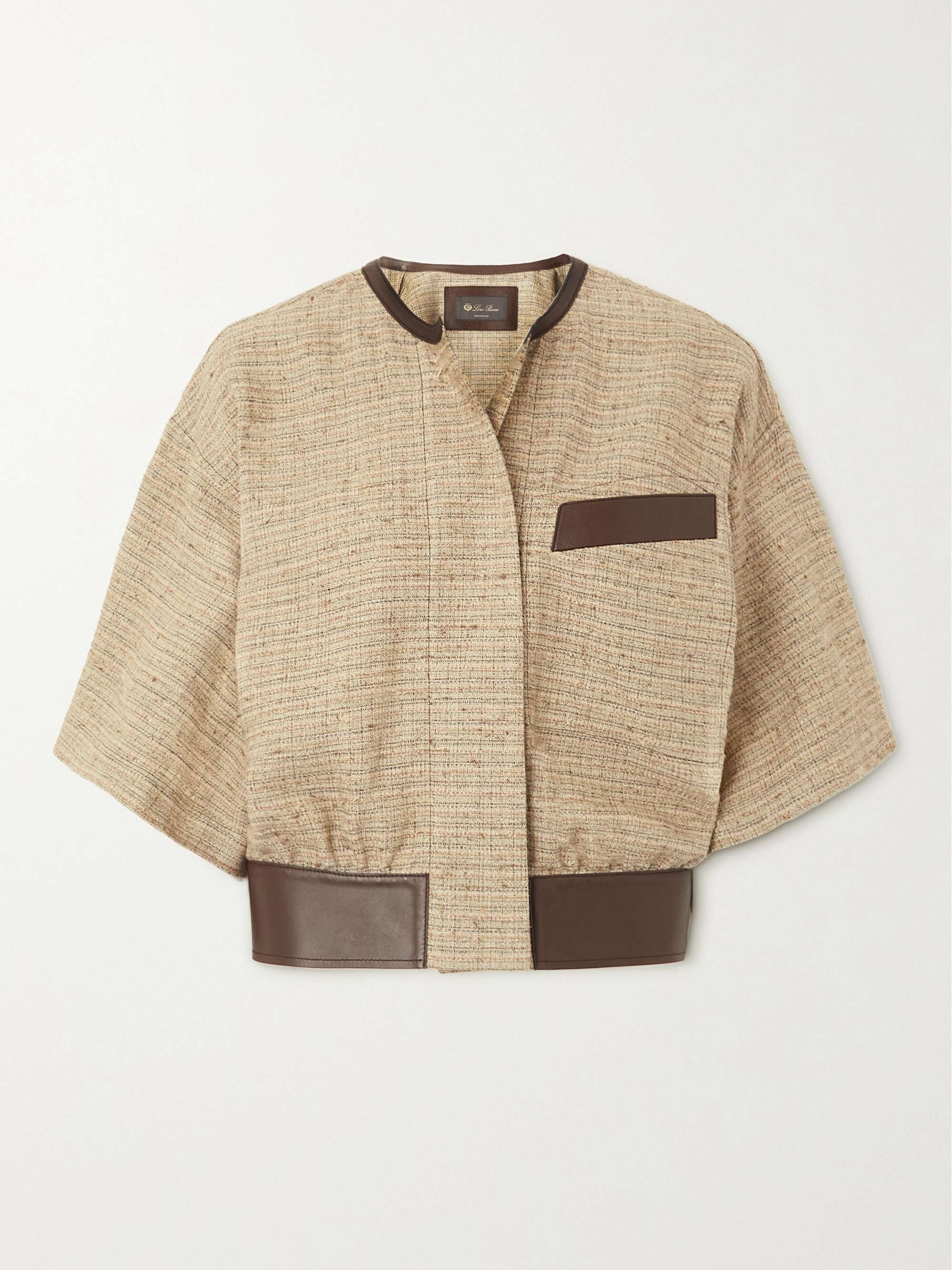 LORO PIANA Lyron leather-trimmed linen jacket | NET-A-PORTER