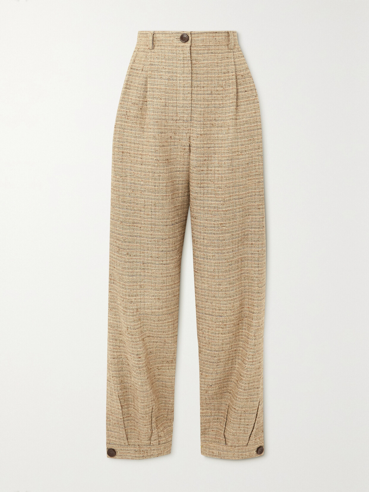 Loro Piana Phyllis Linen And Silk-blend Canvas Tapered Pants - Brown