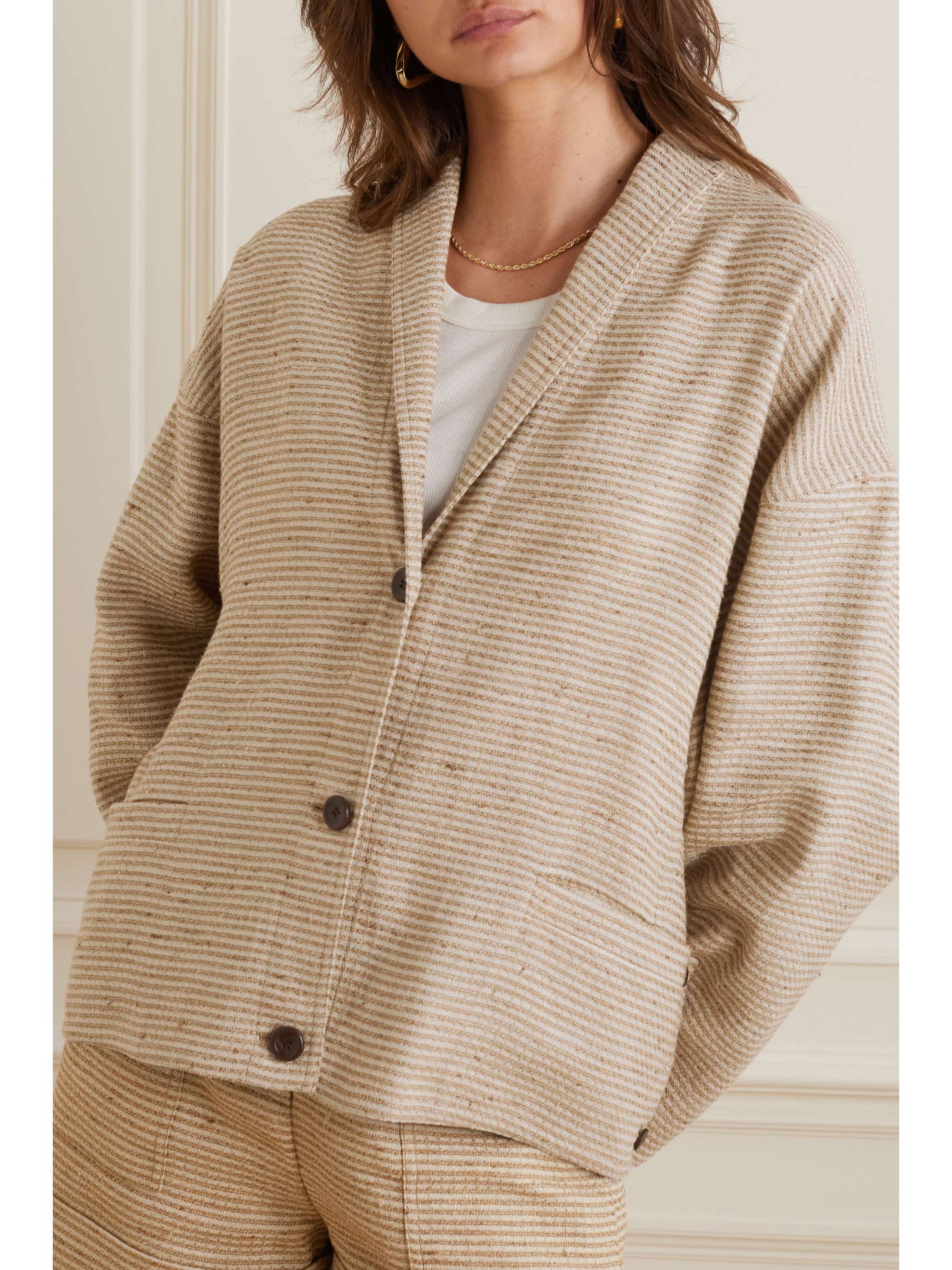 LORO PIANA Shana striped linen and cotton-blend canvas jacket