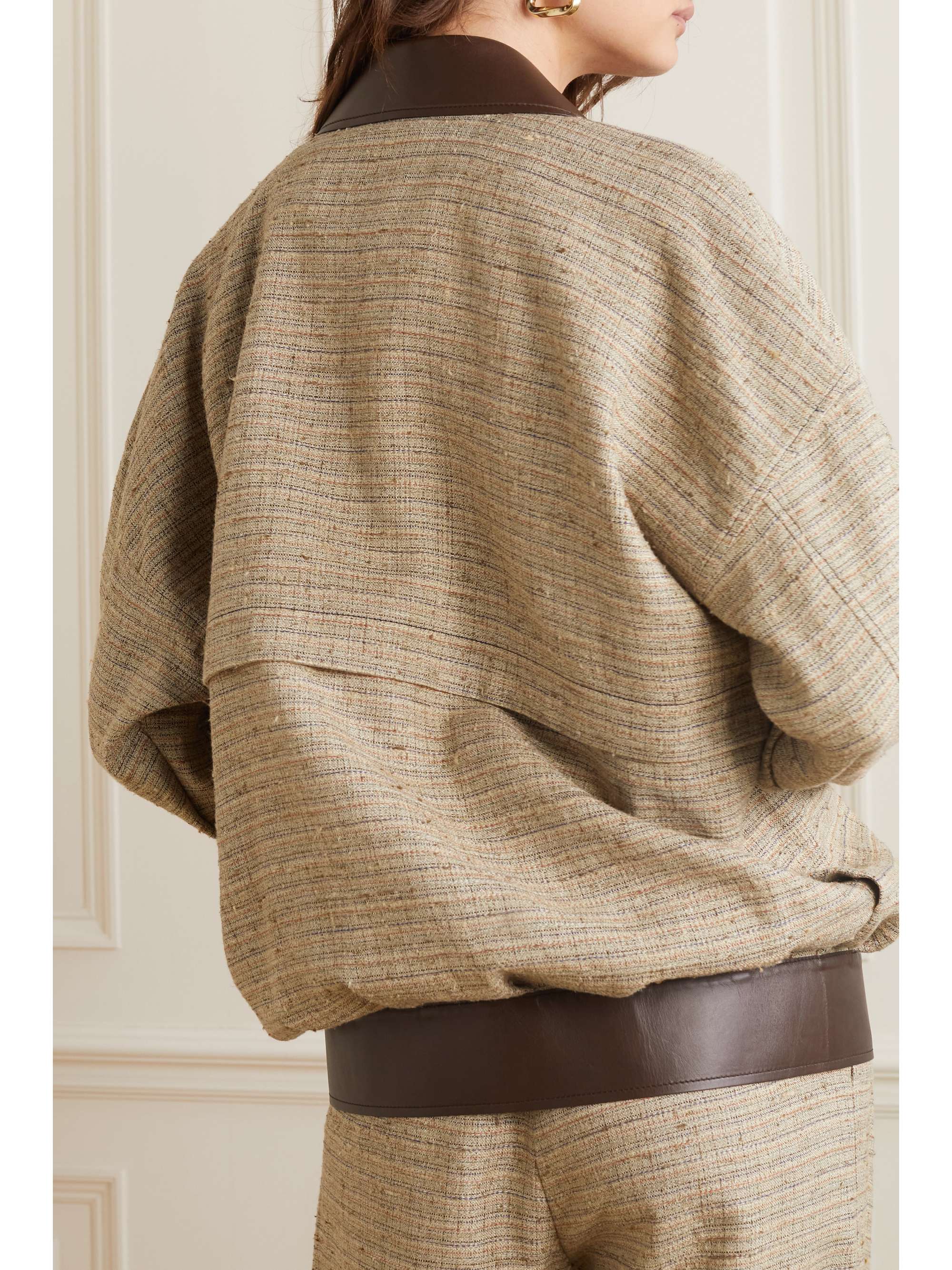 LORO PIANA Mellark leather-trimmed linen jacket